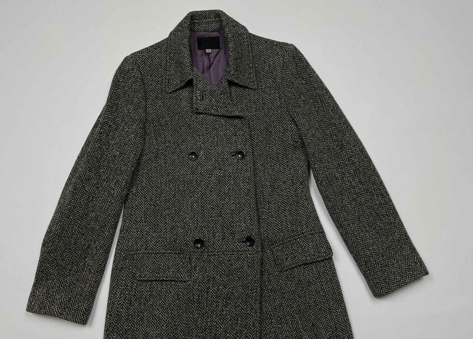 Dolce & Gabbana Dolce & Gabbana Womens Herringbone Tweed Wool Coat Jacket Size XS / US 0-2 / IT 36-38 - 8 Thumbnail