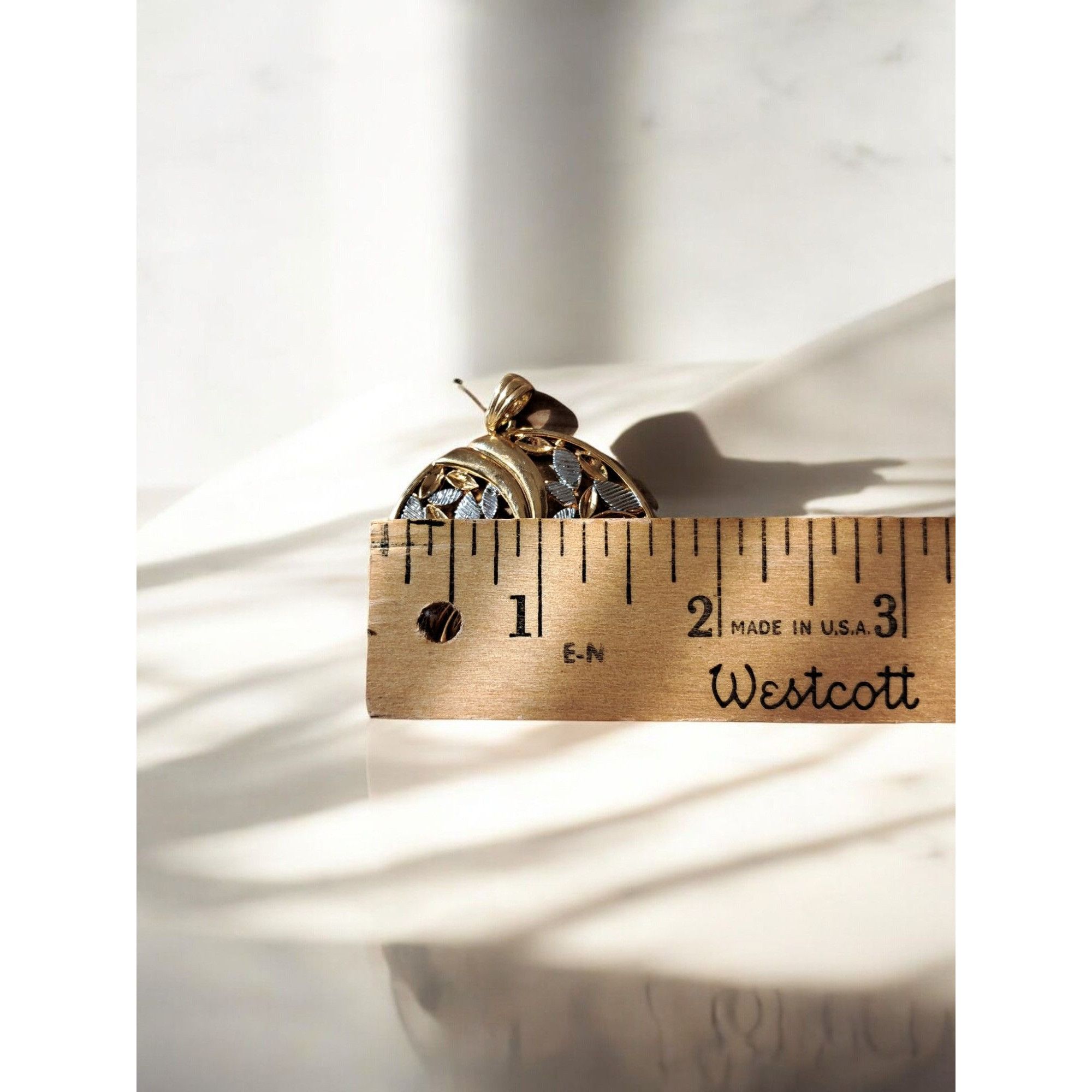 Other Bold Modern Floral Motif Pendant—Gold & Silver Toned Leaves Size ONE SIZE - 3 Thumbnail