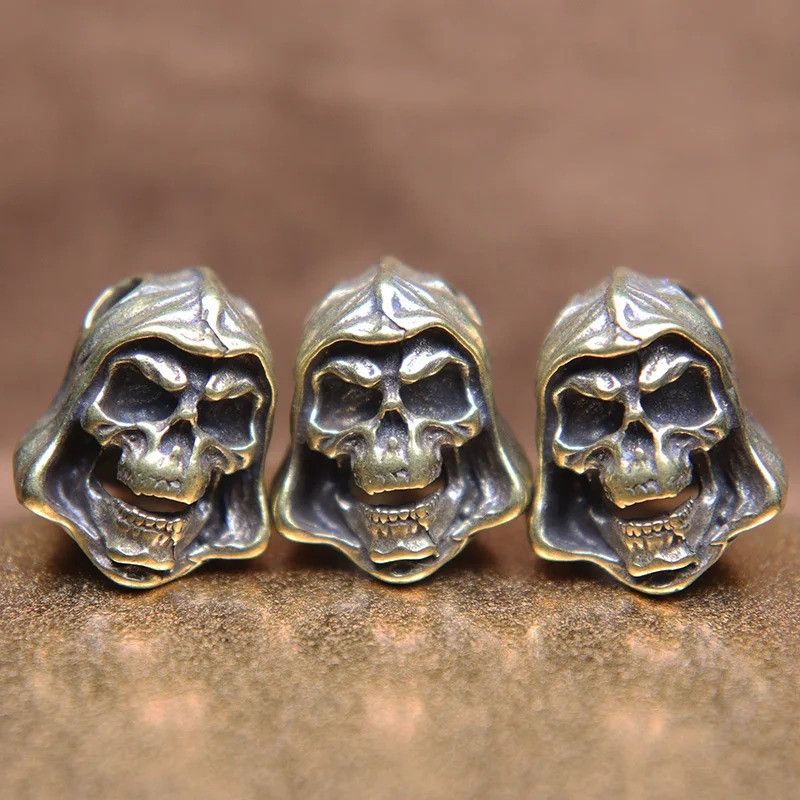 Handmade 3Pcs Grim Reaper Skull Knife Beads Paracord Bead Zipper Size ONE SIZE - 4 Thumbnail
