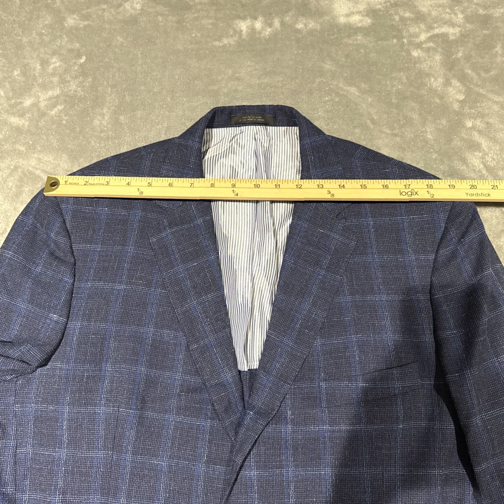 Allen Edmonds VINTAGE Allen Edmonds Wool Sport Coat Blazer Blue Plaid 46R Mens Union USA Made Size 46R - 6 Thumbnail
