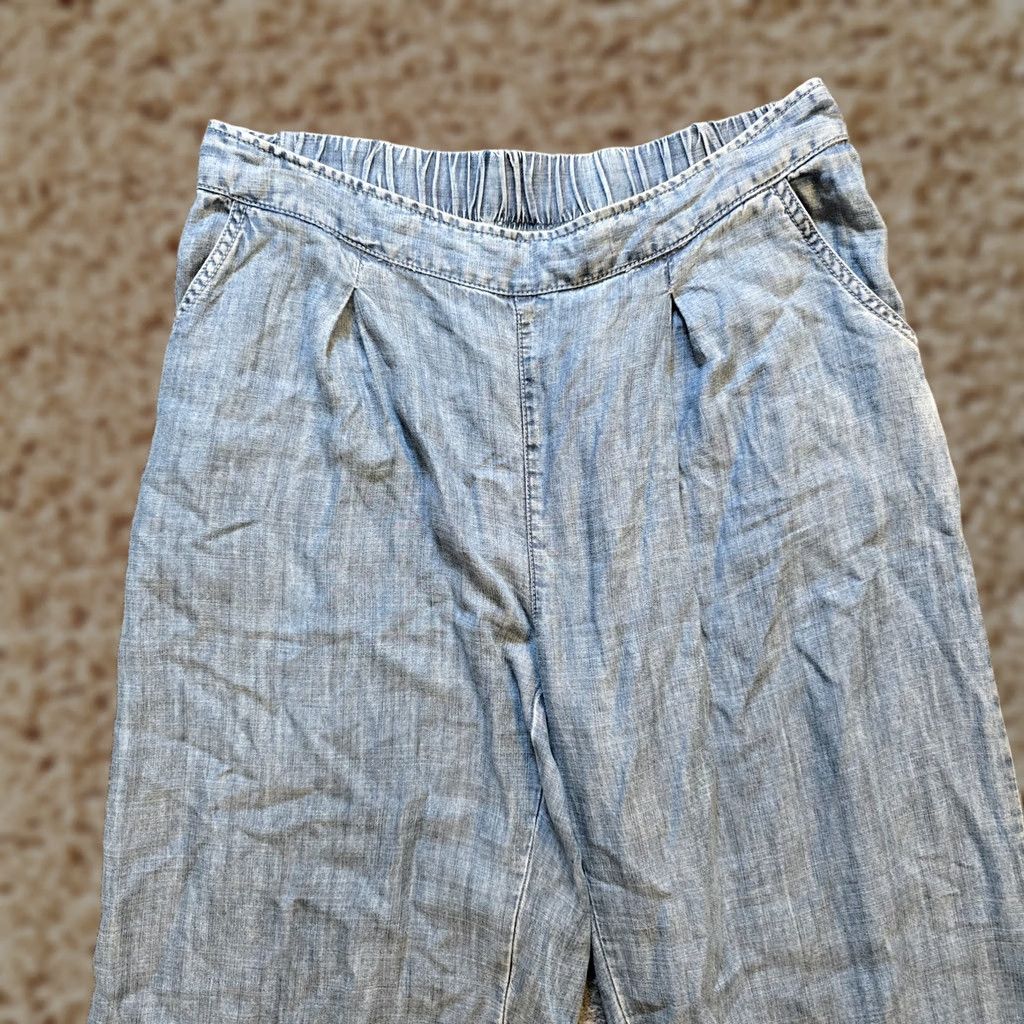 Vintage Hatley Pants Womens Medium Blue Wide-Leg Lyocell Pull On Cropped Casual Size 32" / US 10 / IT 46 - 1 Thumbnail