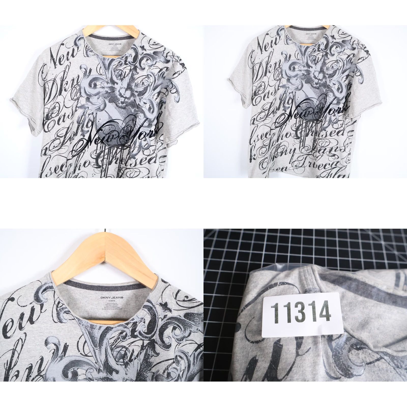 DKNY DKNY T-Shirt Men XL Gray Black New York Script Print Y2K Style MMA Tribal Size US XL / EU 56 / 4 - 8 Thumbnail