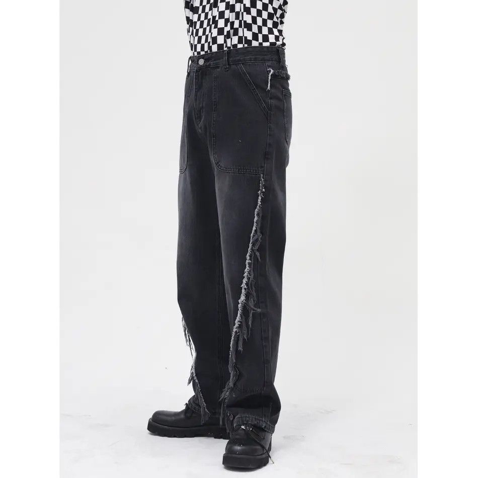 Japanese Brand Retro loose straight leg spliced jeans Size US 32 / EU 48 - 3 Thumbnail
