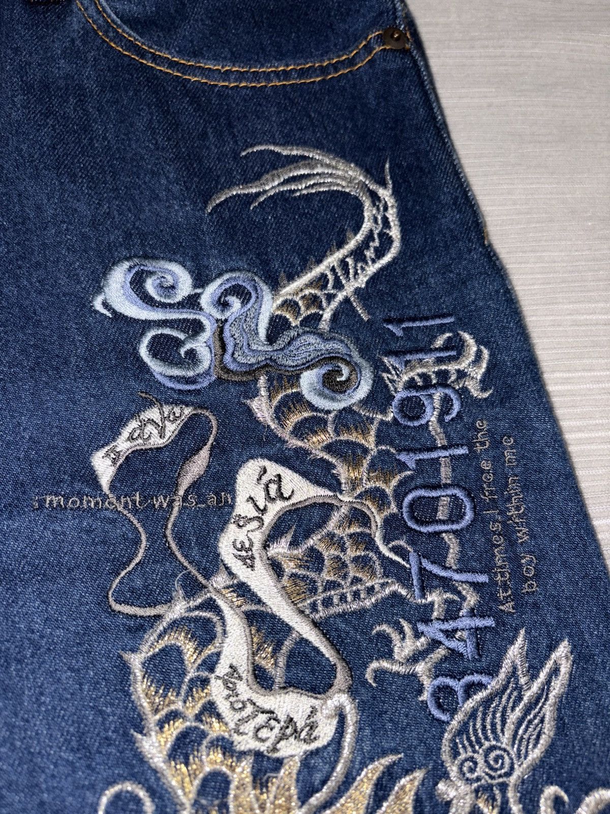 Kansai Yamamoto 90s Kansai Impact Dragon Tiger Embroidery Jeans Y2k Vintage Size US 28 / EU 44 - 4 Thumbnail