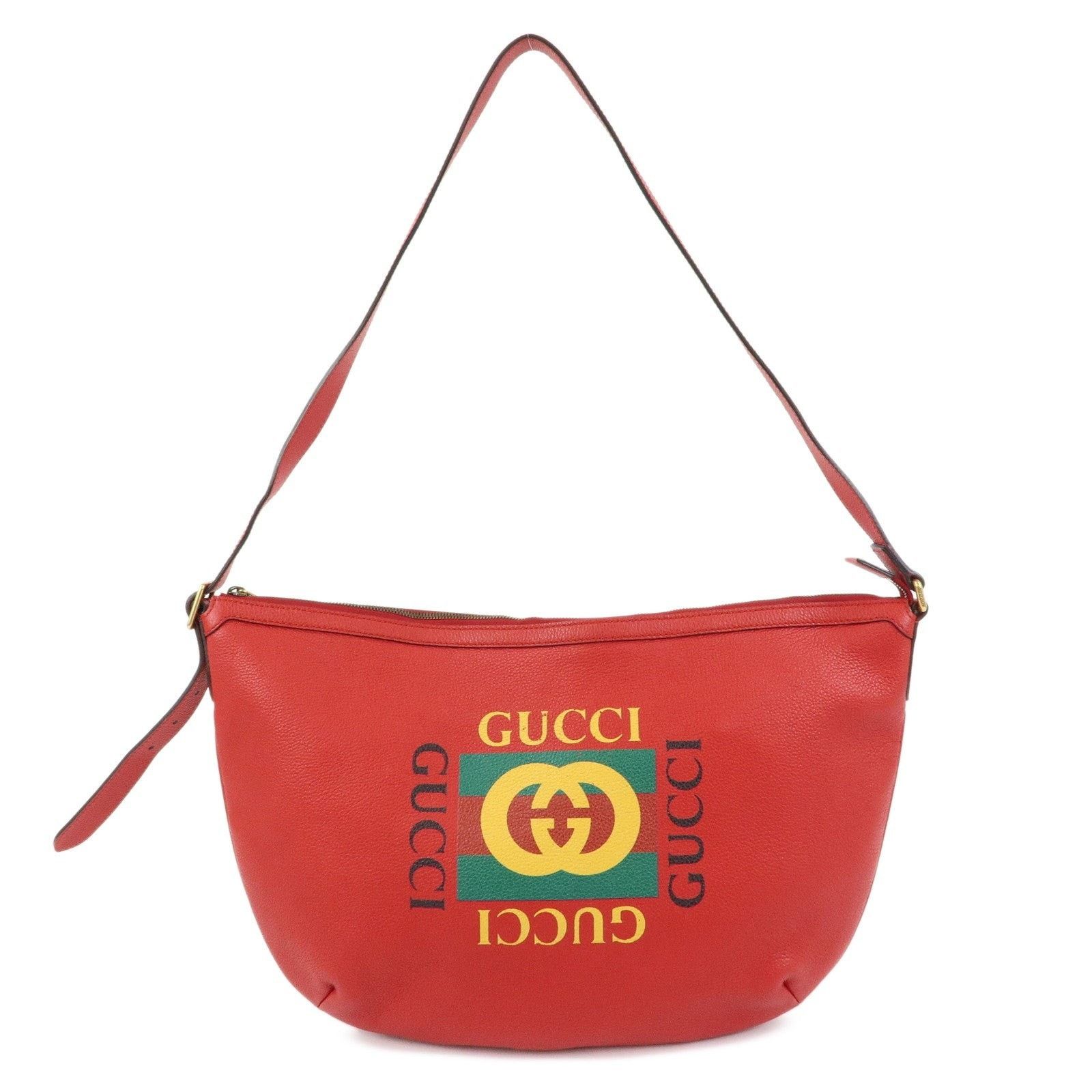Gucci Gucci Logo Sherry Half Moon Calfskin Shoulder Bag Red Size ONE SIZE - 1 Thumbnail