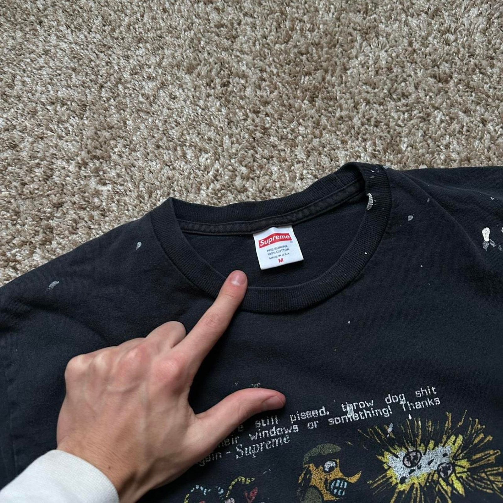 Supreme × Vintage Supreme Graphic Quote Dog Shit Black Faded Painter Shirt Size US M / EU 48-50 / 2 - 7 Thumbnail