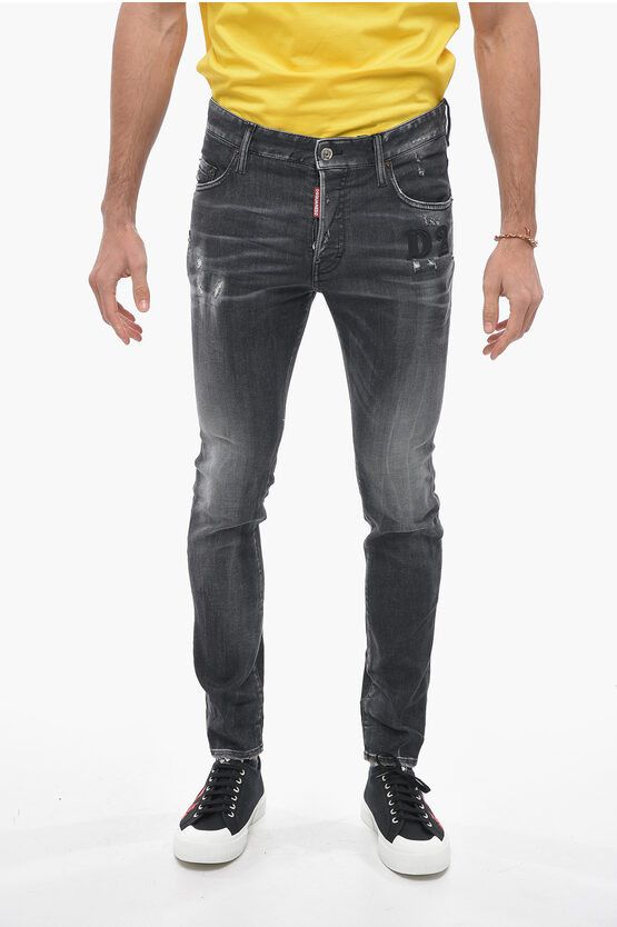 image of Dsquared2 Ciao Stretch Cotton Super Twinky Fit Denims 14Cm in Black, Men's (Size 33)