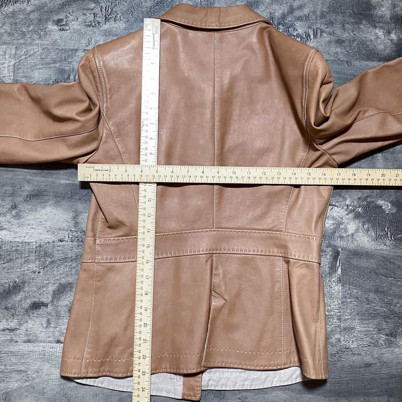 Armani Collezioni ARMANI COLLEZIONI Lambskin Tan Leather Button Up Jacket Size S / US 4 / IT 40 - 8 Thumbnail