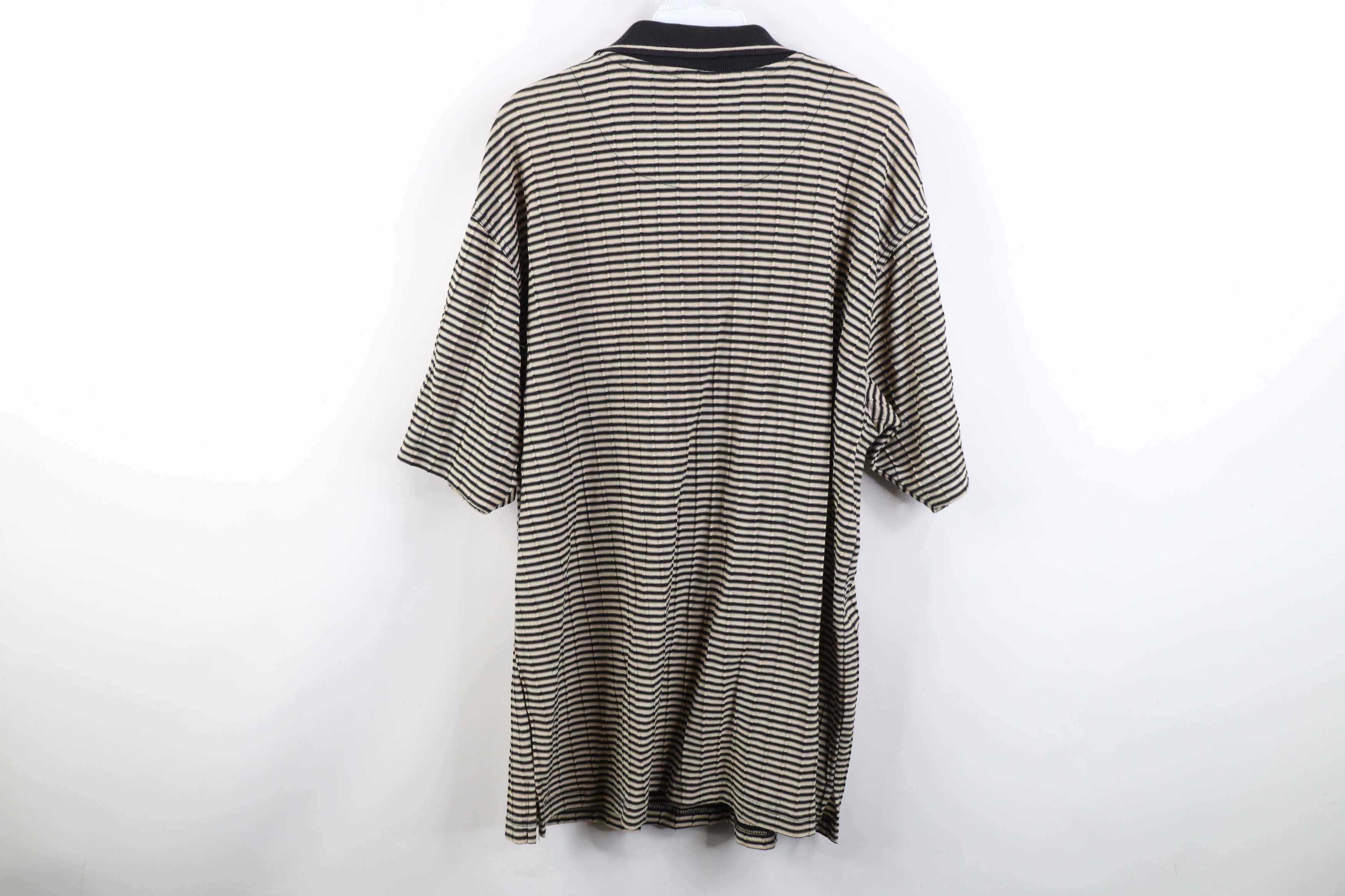 Vintage Vintage 90s Streetwear Striped Ribbed Knit Golf Polo Shirt Size US L / EU 52-54 / 3 - 9 Thumbnail
