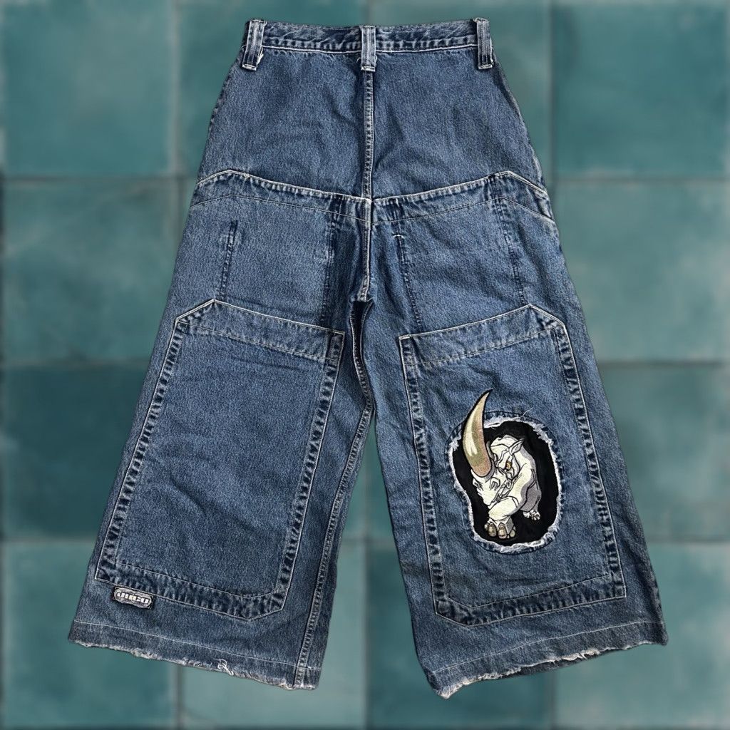 JNCO VINTAGE JNCO Jeans Men Wide-Leg 30x25 Y2K 90s Denim Blue Endangered Species Rhino Collection Size US 28 / EU 44 - 1 Thumbnail