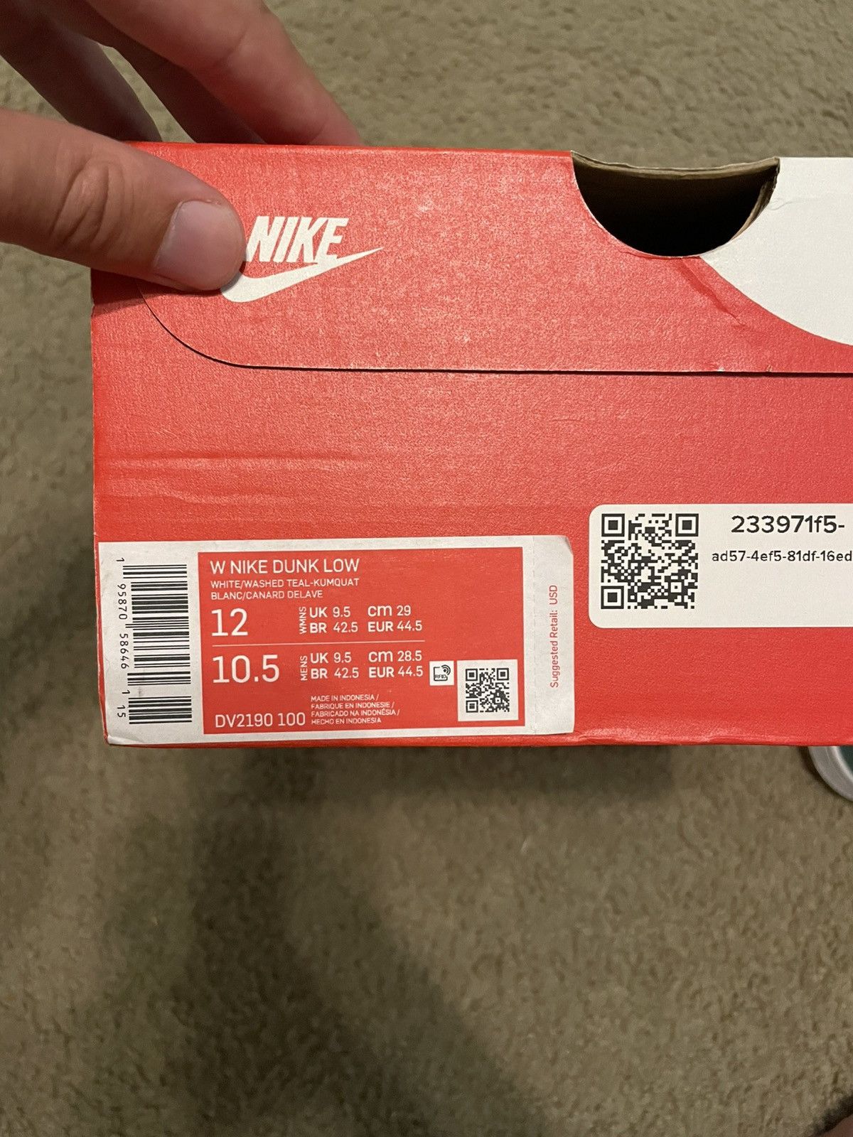 Nike Nike Dunk Low White/Washed Teal Size US 10.5 / EU 43-44 - 9 Thumbnail