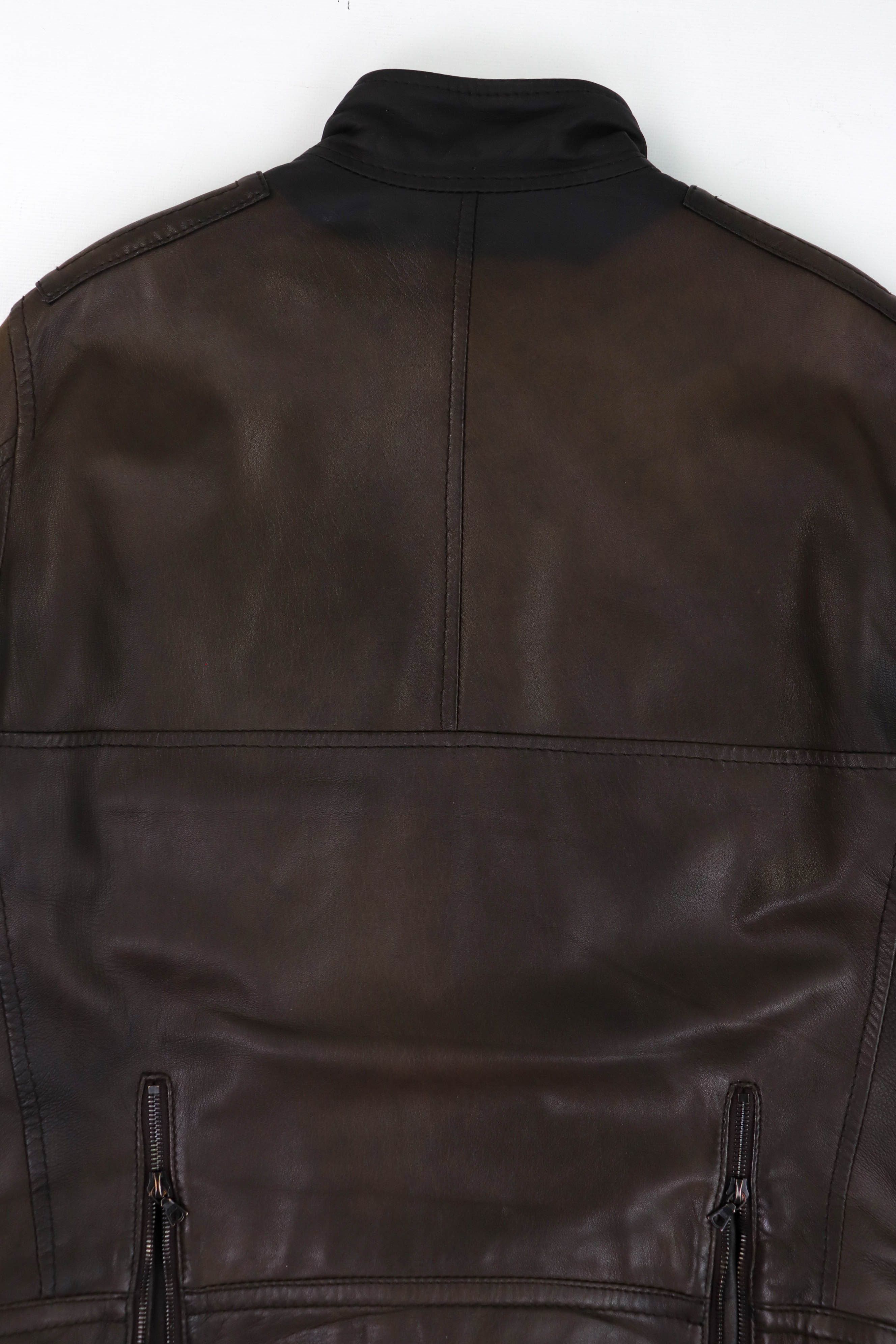 Cortigiani CORTIGIANI Faded Dark Brown RiRi Zippers Leather Jacket Size US M / EU 48-50 / 2 - 15 Thumbnail