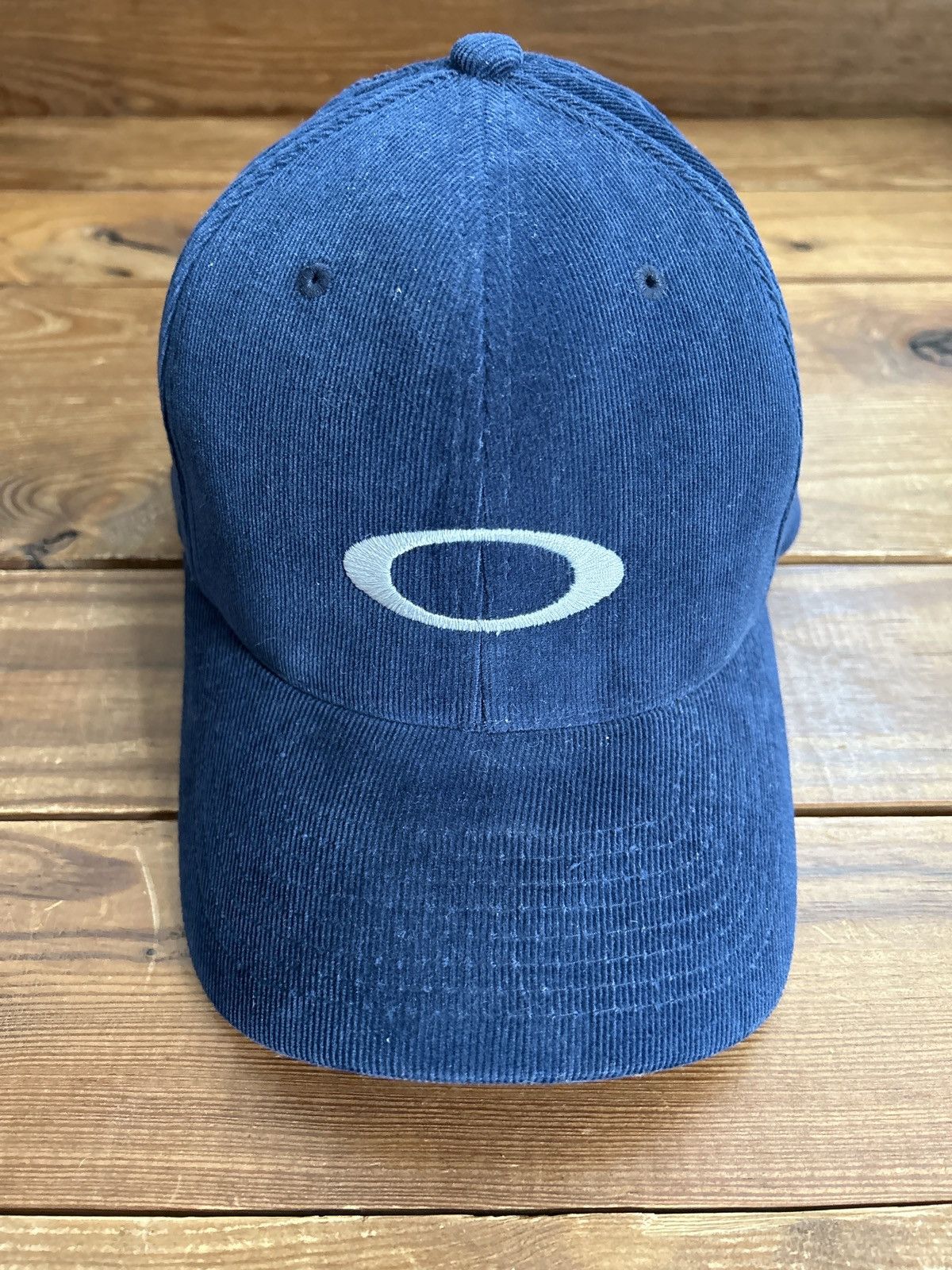 image of Y2K Oakley Software Blue Corduroy Flex Fit Hat, Men's