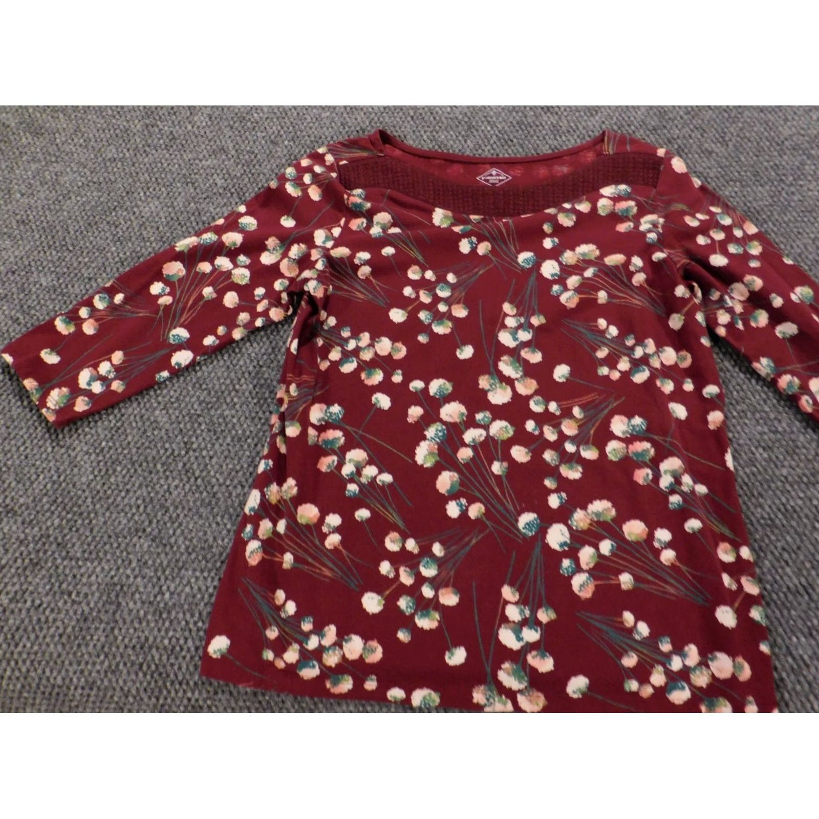 Vintage St.Johns Bay Blouse Womens Medium Red Floral Button Collared Pullover Cotton Rayon Stretch Casual Shirt Regular M Womens Size M / US 6-8 / IT 42-44 - 3 Thumbnail