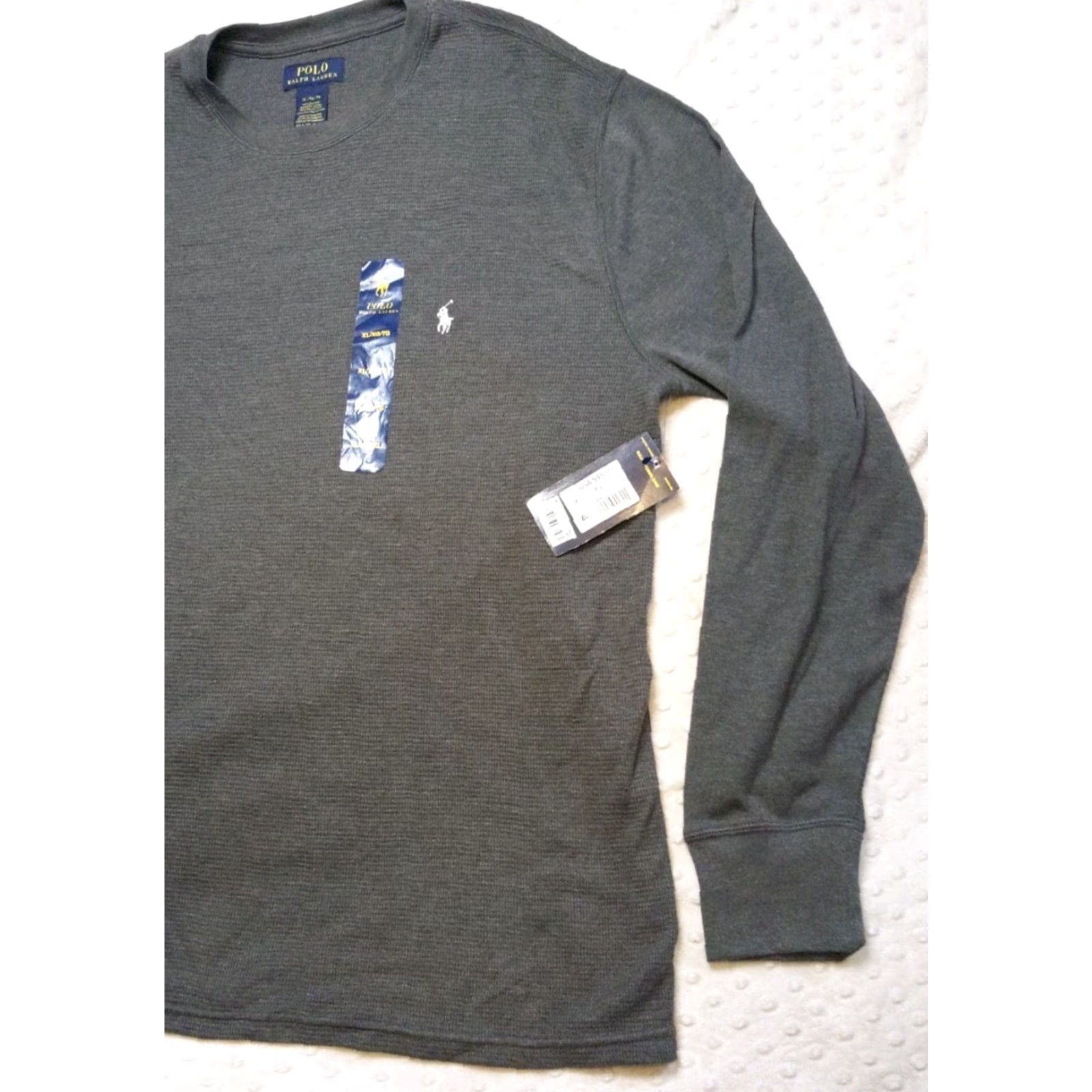 Polo Ralph Lauren Polo Ralph Lauren Dark Gray Knit Thermal Crew Neck Long Sleeve Top Mens 2XL NEW Size US XXL / EU 58 / 5 - 3 Thumbnail