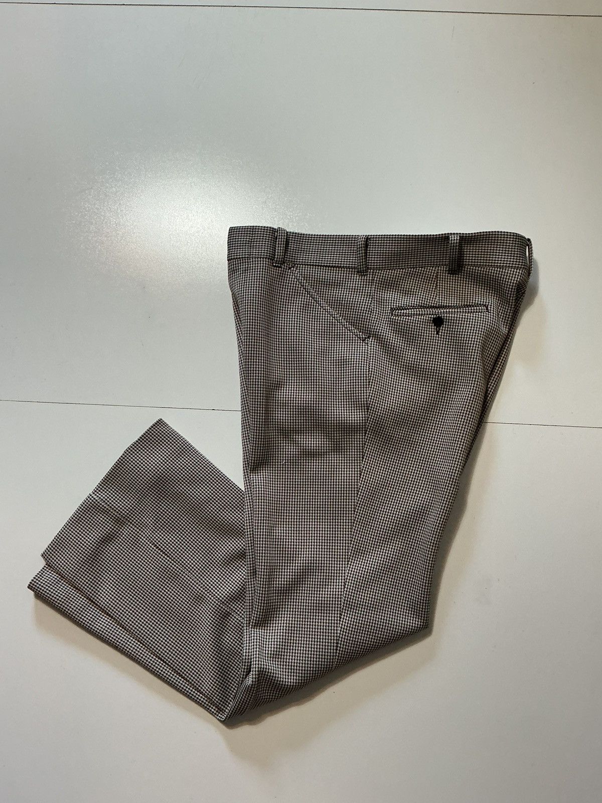 Vintage Vintage 70s Houndstooth Talon Polyester Disco Flare Pants Size US 34 / EU 50 - 2 Thumbnail
