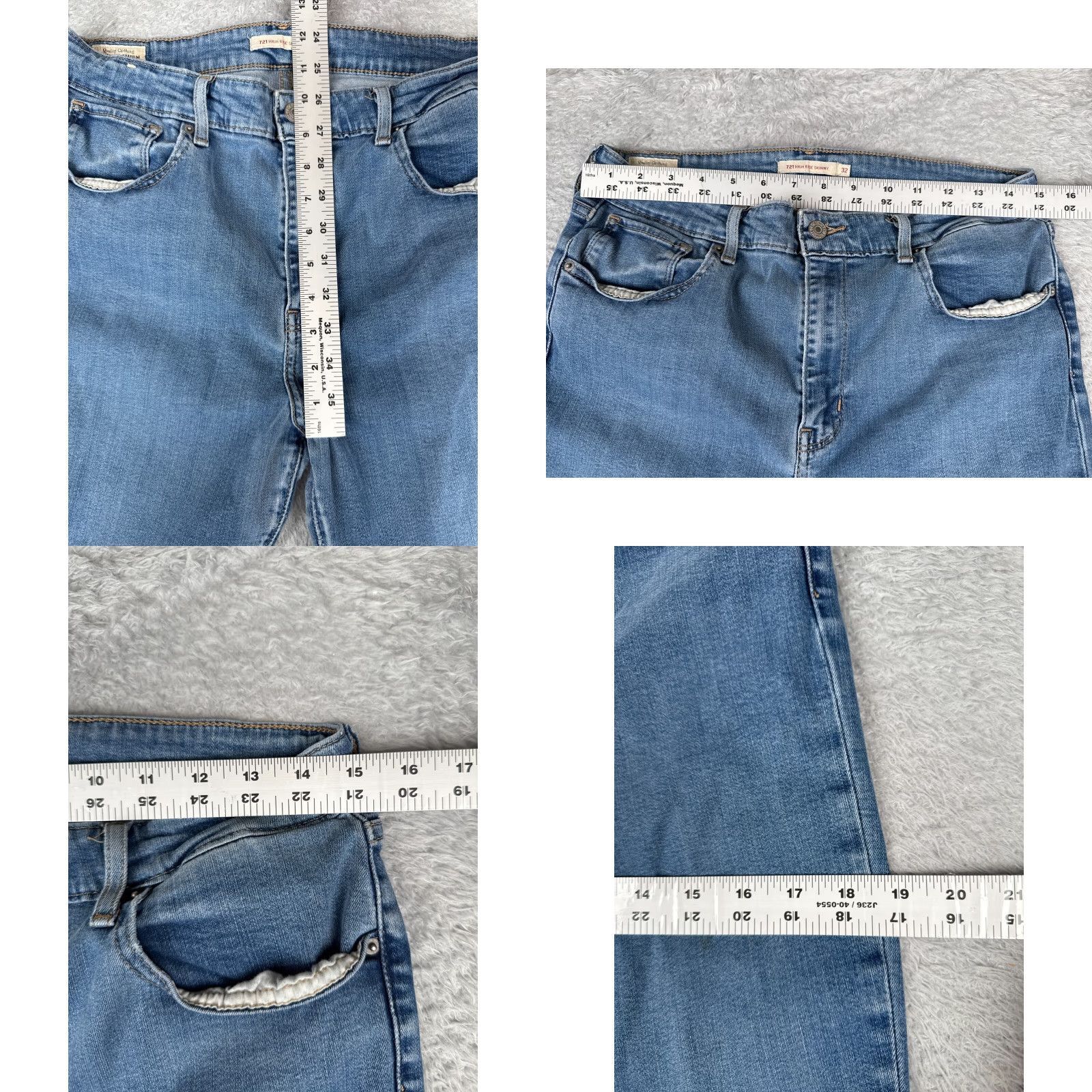 Levi's Levi's Jeans Women 32 Blue Denim Skinny High Rise 700 Series Regular Inseam 29 in 5-Pocket Cotton Blend Distressed Mid Rise Size 24" / US 00 / IT 34 - 9 Thumbnail