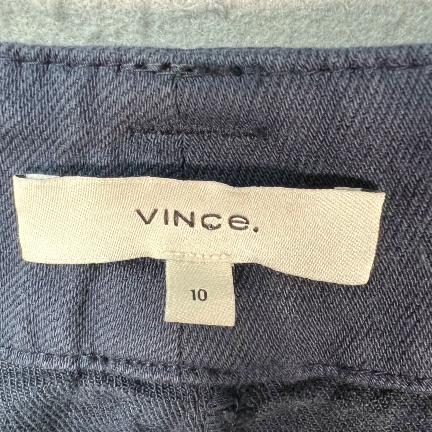 Vince Vince Womens Pants Navy Blue Flat Front Straight Leg Crop Pockets Inseam 31 High Rise Size 10 Cotton Linen Lyocell Blend Size 32" / US 10 / IT 46 - 4 Thumbnail