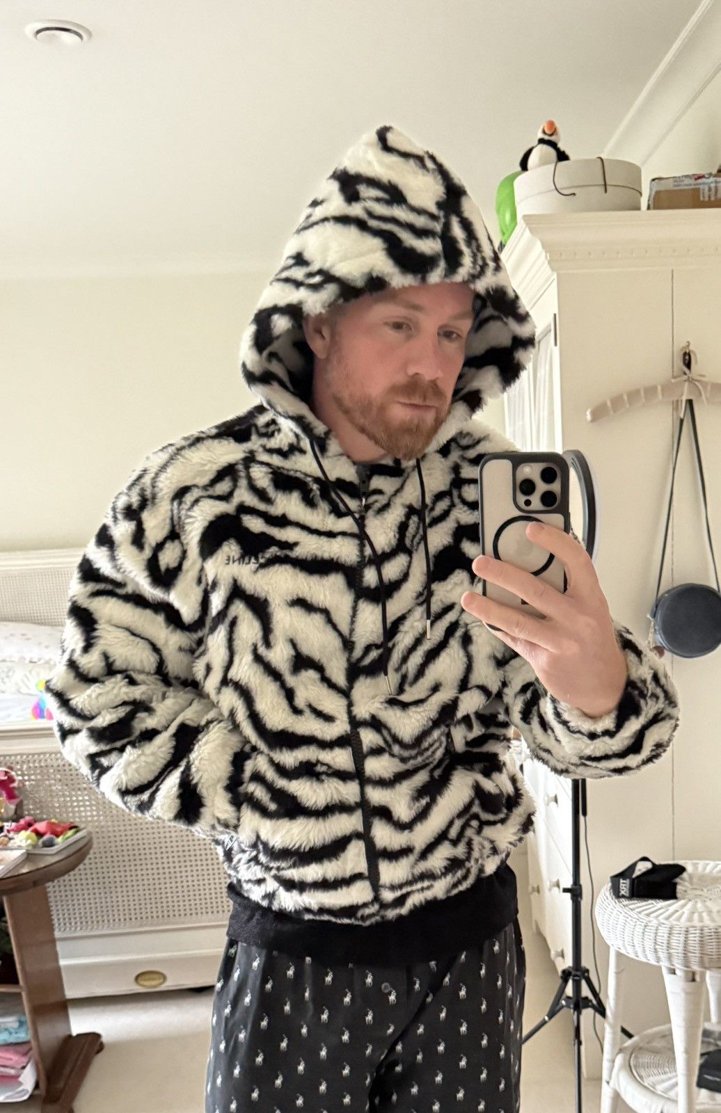 Celine Celine FW23 white tiger fleece logo hoodie Hedi Slimane Size US M / EU 48-50 / 2 - 9 Thumbnail