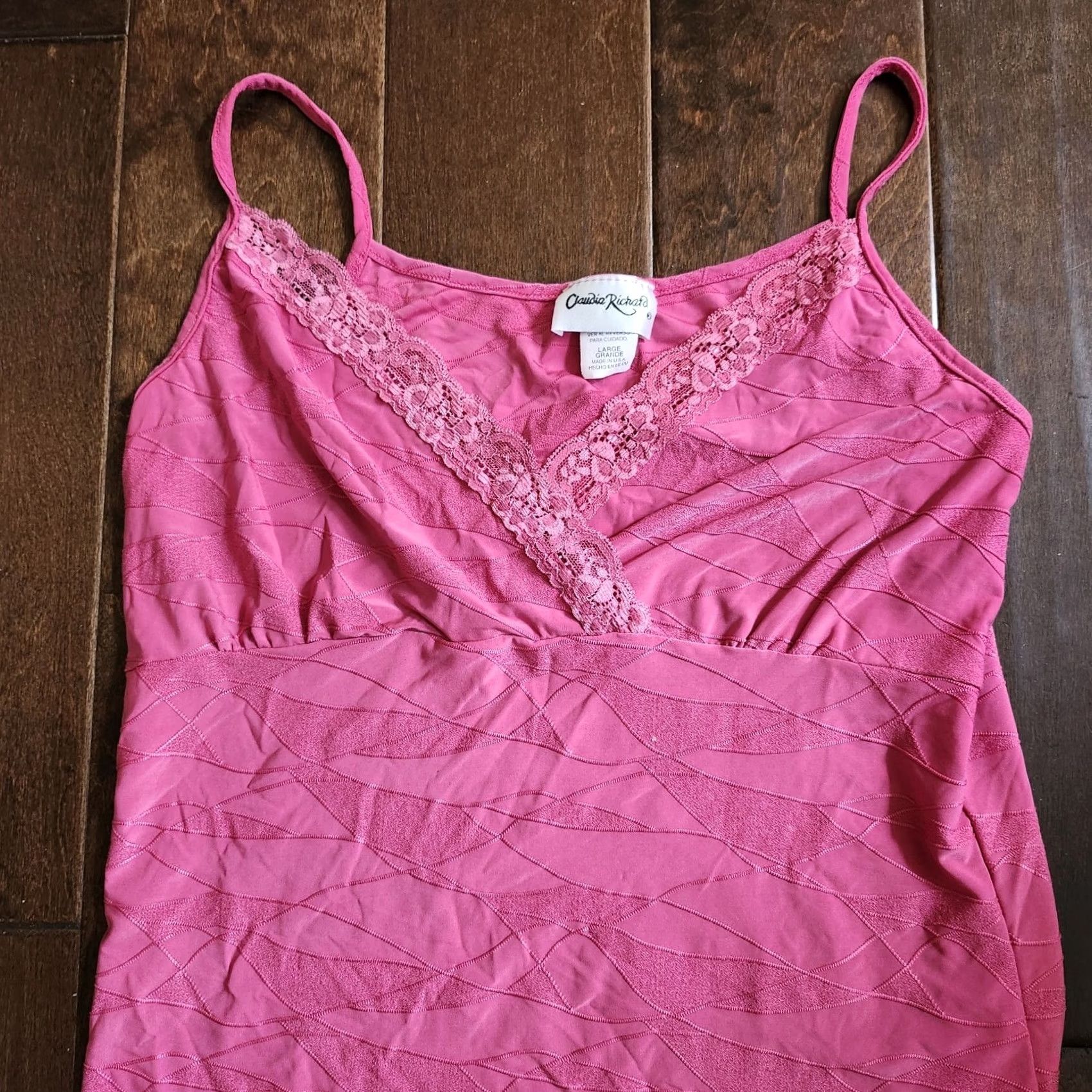 Vintage Claudia Richard Women's Tank Shirt Juniors Large Pink Lace Sleeveless Size L / US 10 / IT 46 - 3 Thumbnail