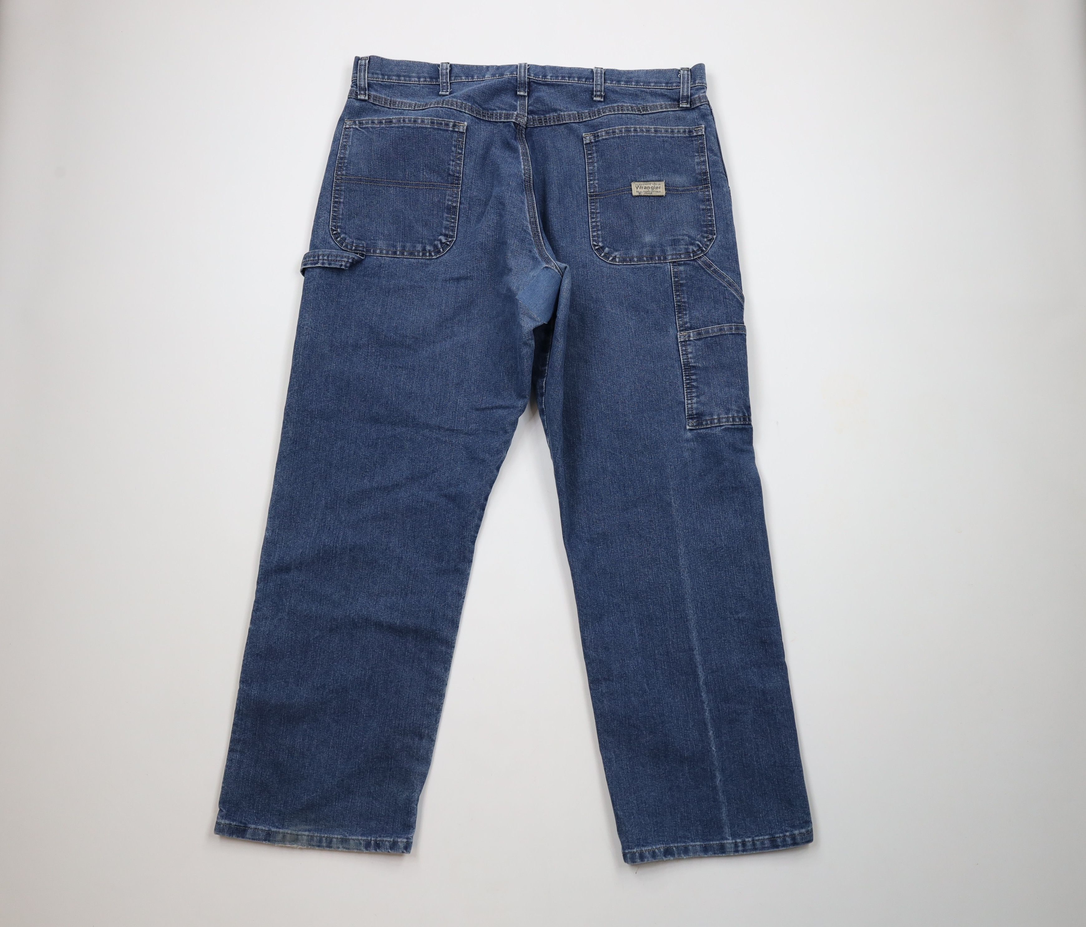 Vintage × Wrangler Vintage Y2K Wrangler Wide Leg Dungaree Denim Jeans Blue Size US 38 / EU 54 - 10 Thumbnail