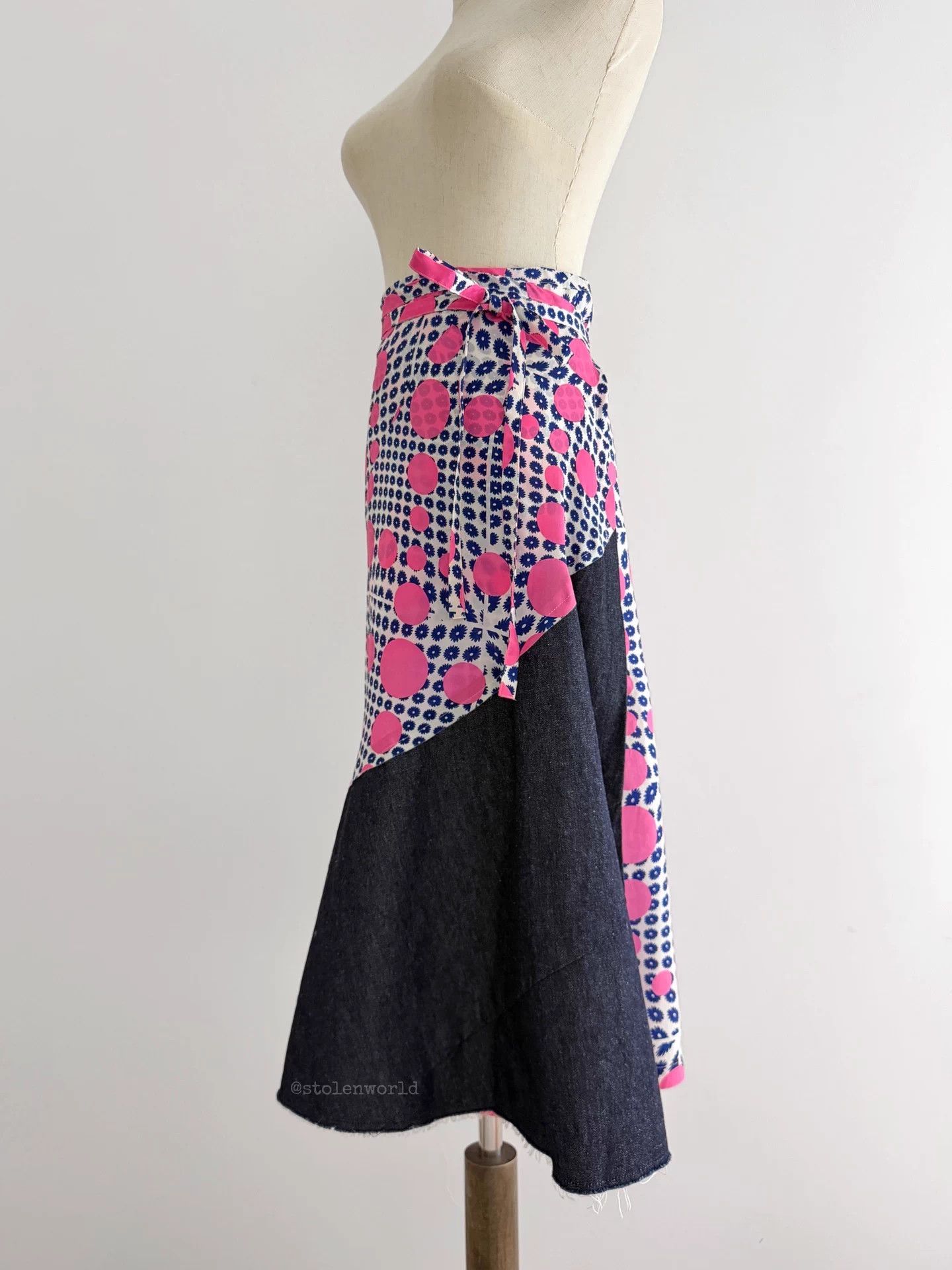 Comme des Garcons CDG 2001 SS Polkadot Silk Denim Wrap Skirt Free size Size 26" / US 2 / IT 38 - 7 Thumbnail