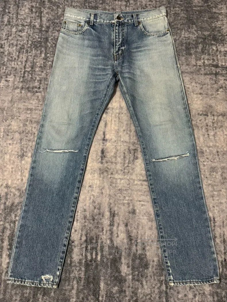 Saint Laurent Paris Saint Laurent Paris Cat Claw Light Blue Destroyed Slash Je Size US 30 / EU 46 - 1 Thumbnail