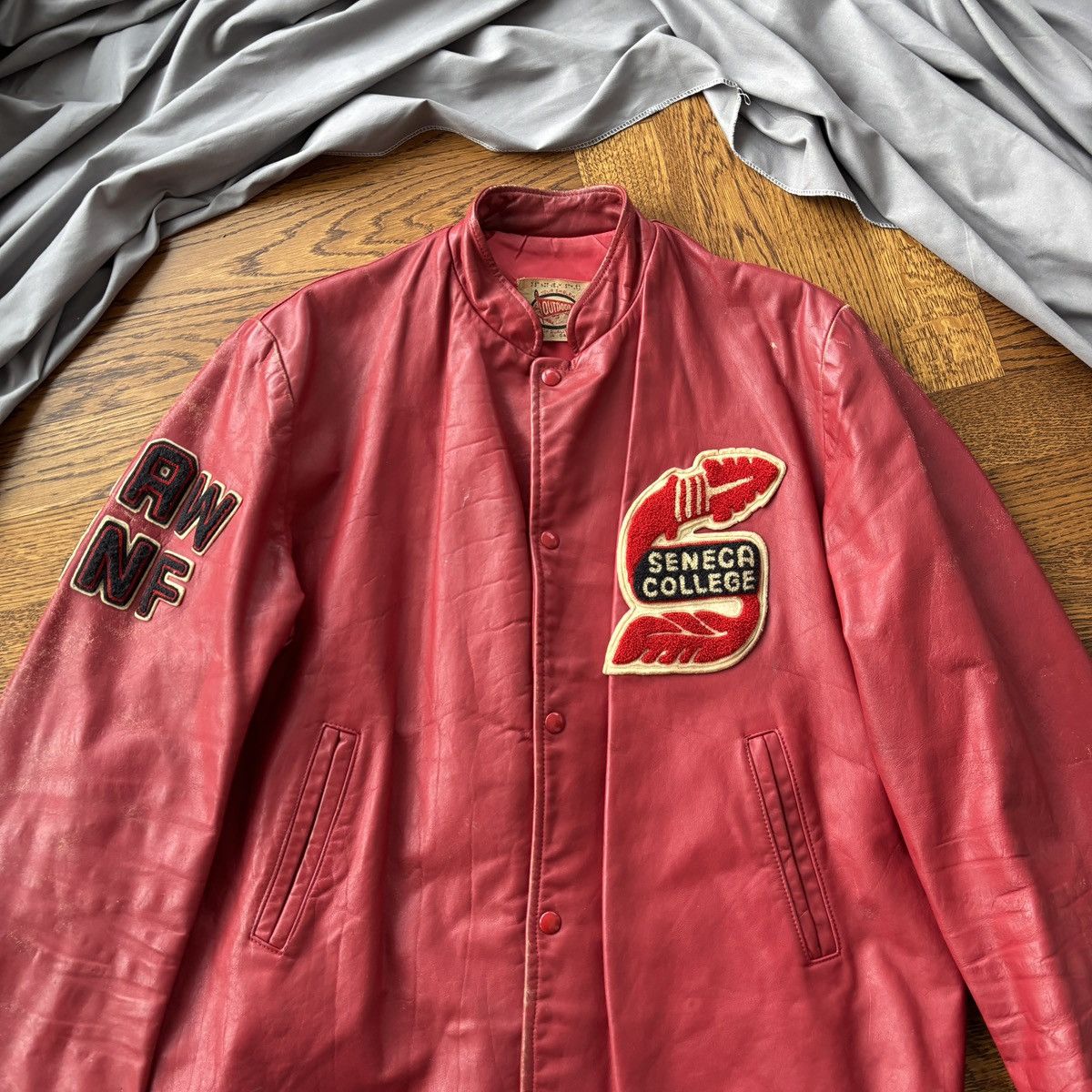 Vintage True Vintage Leather Jacket College Letterman 1960s 1970s Size US L / EU 52-54 / 3 - 6 Thumbnail