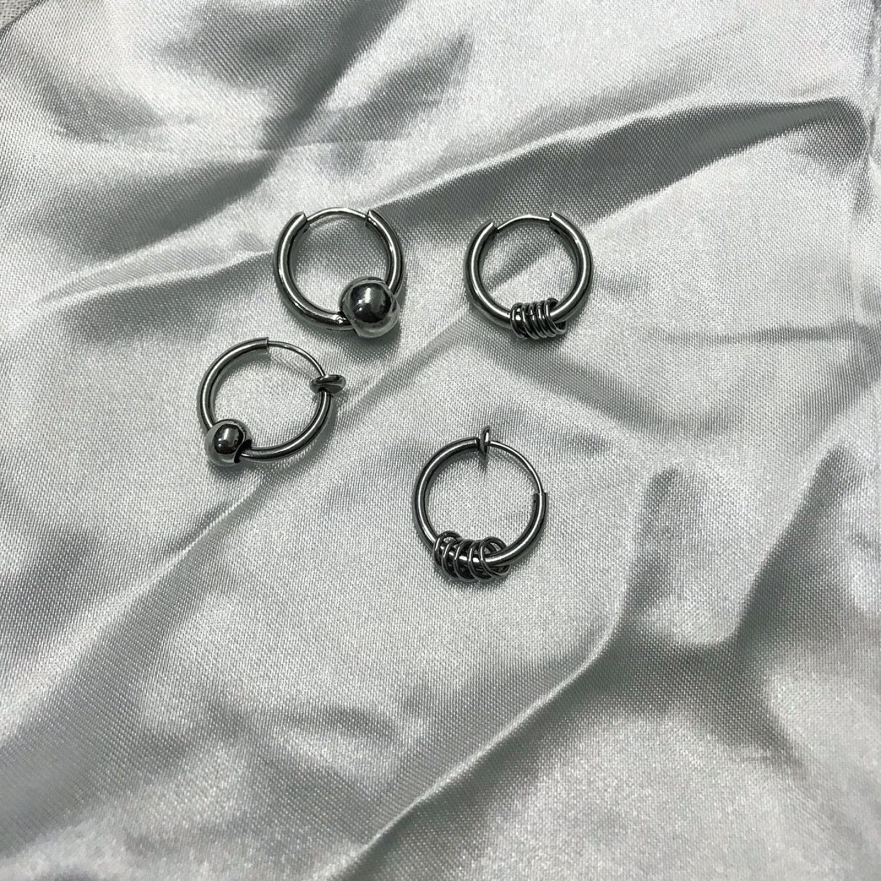 Jewelry × Sterling Silver Retro Earrings One Pairs Chrome Jewelry Size ONE SIZE - 2 Thumbnail