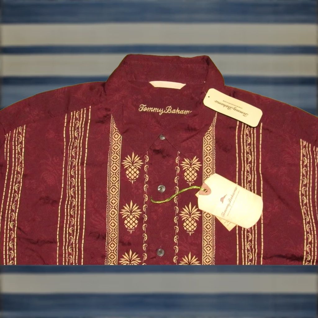 Tommy Bahama TOMMY BAHAMA Status Stripe Long Sleeve Cotton Silk Button Down Shirt L Red NWT Mens Size US L / EU 52-54 / 3 - 1 Thumbnail