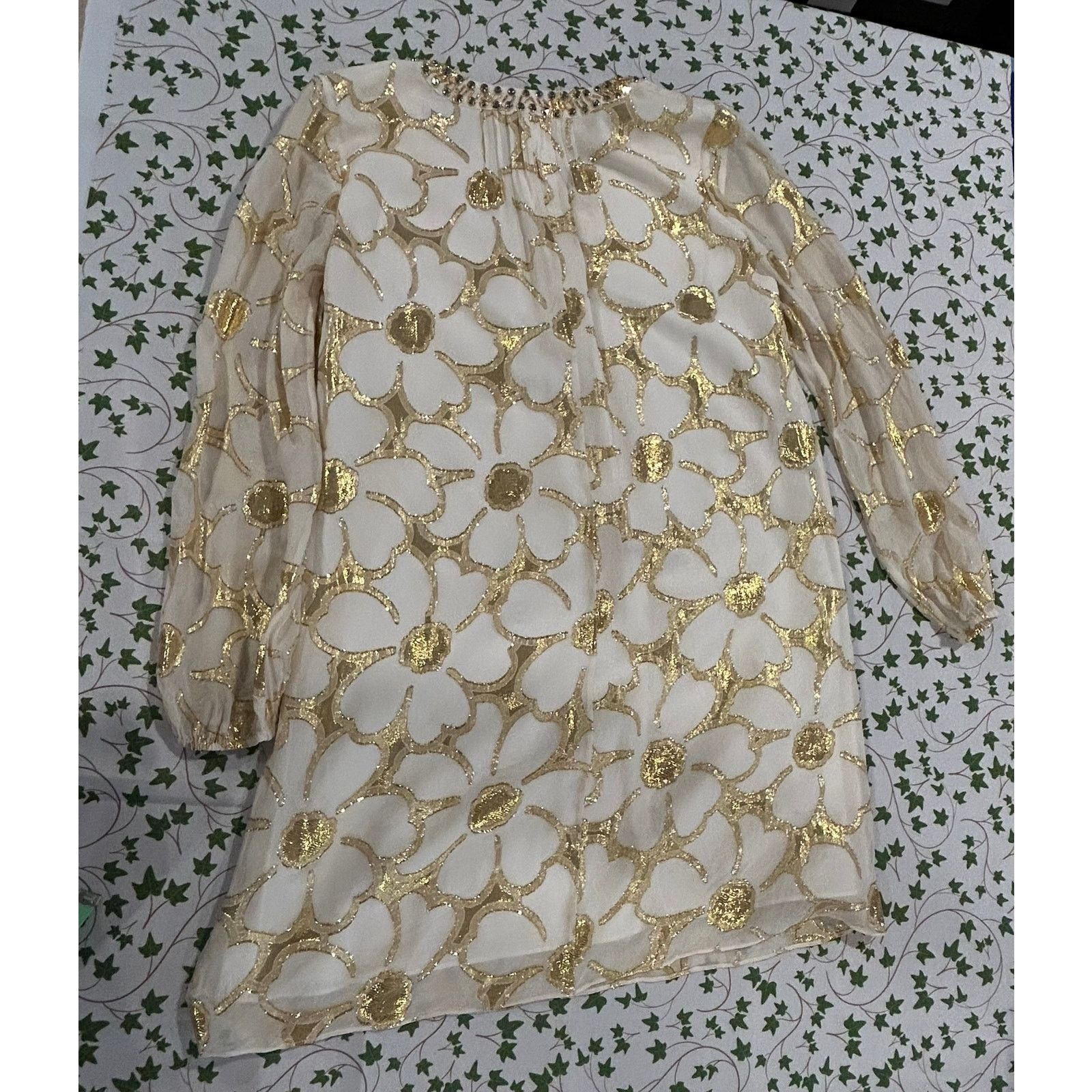 Lilly Pulitzer Colby Shift Dress Gold Floral- SIZE 4