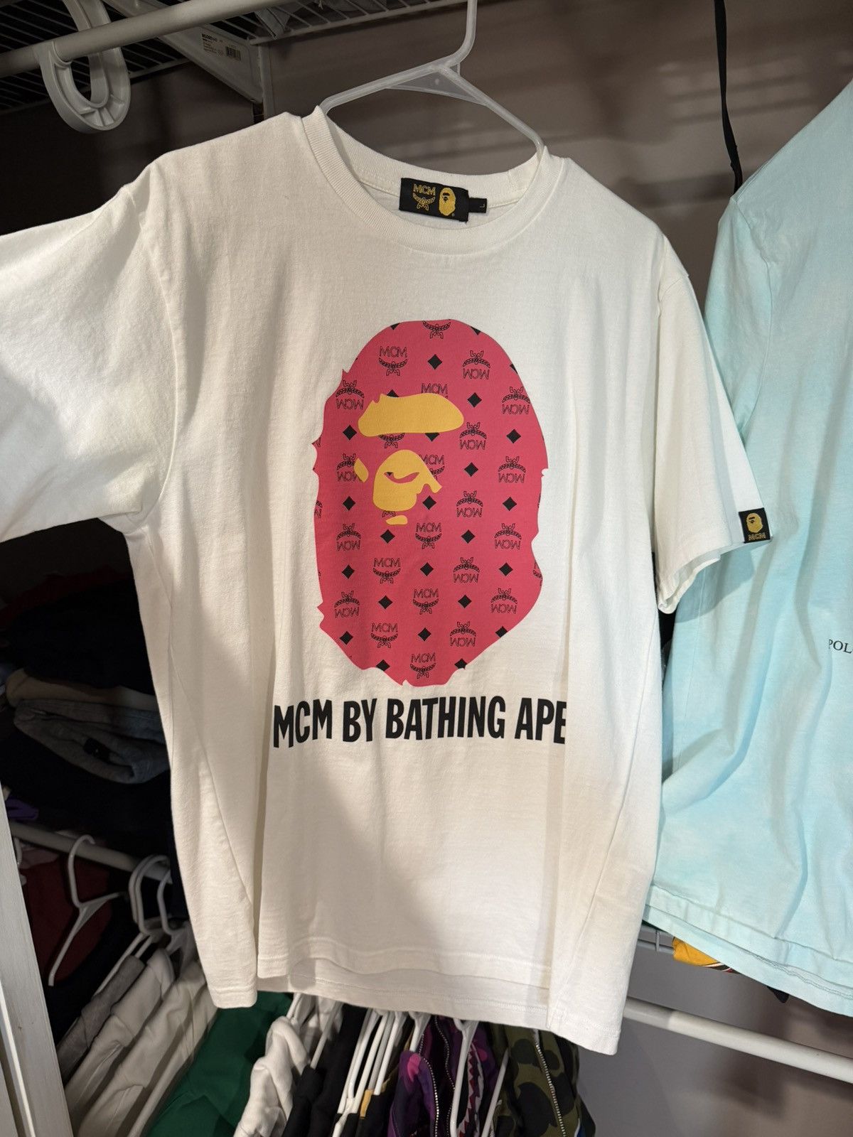 Bape × MCM Bape x MCM Collab T-Shirt Pink RARE Size US L / EU 52-54 / 3 - 1 Thumbnail