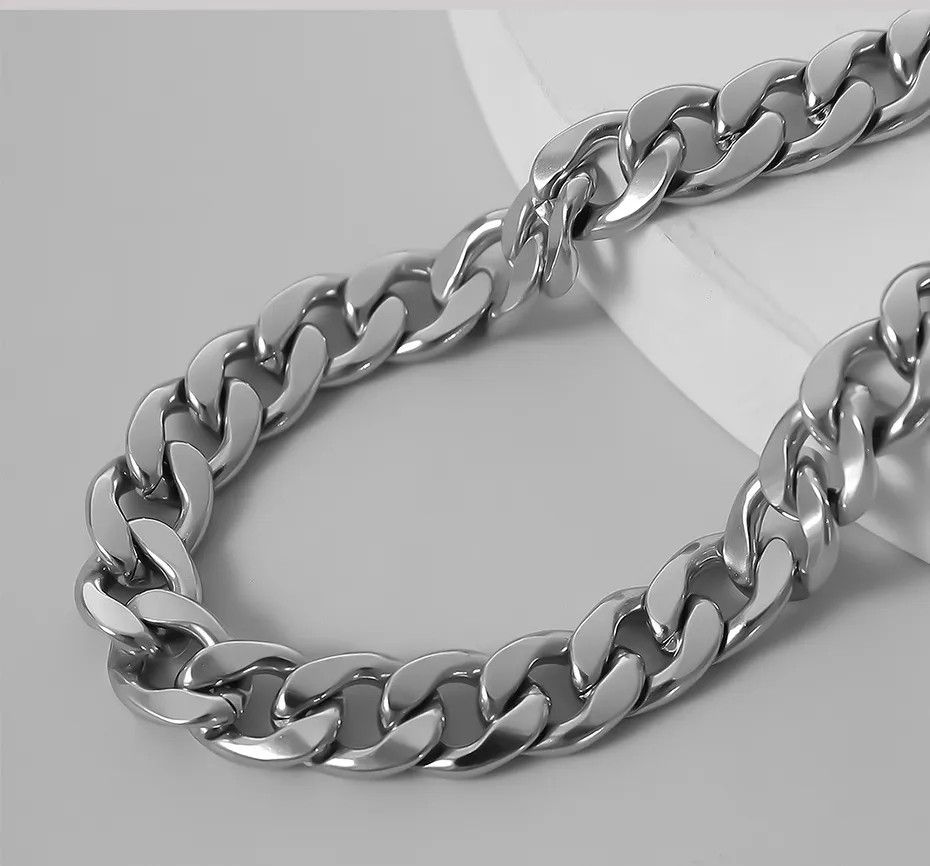 Jewelry 7MM Stainless Steel Chain Necklace Size ONE SIZE - 5 Thumbnail