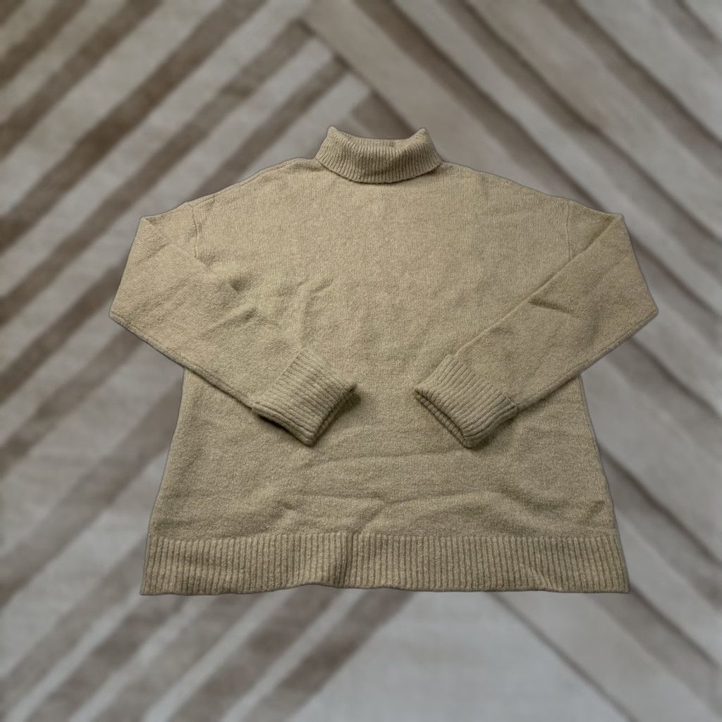 Alice + Olivia Alice + Olivia Turtleneck Sweater Cuffed Wool Blend Womens XS Beige Hi Low Hem Pullover Knit Wool Blend Size XS / US 0-2 / IT 36-38 - 1 Thumbnail