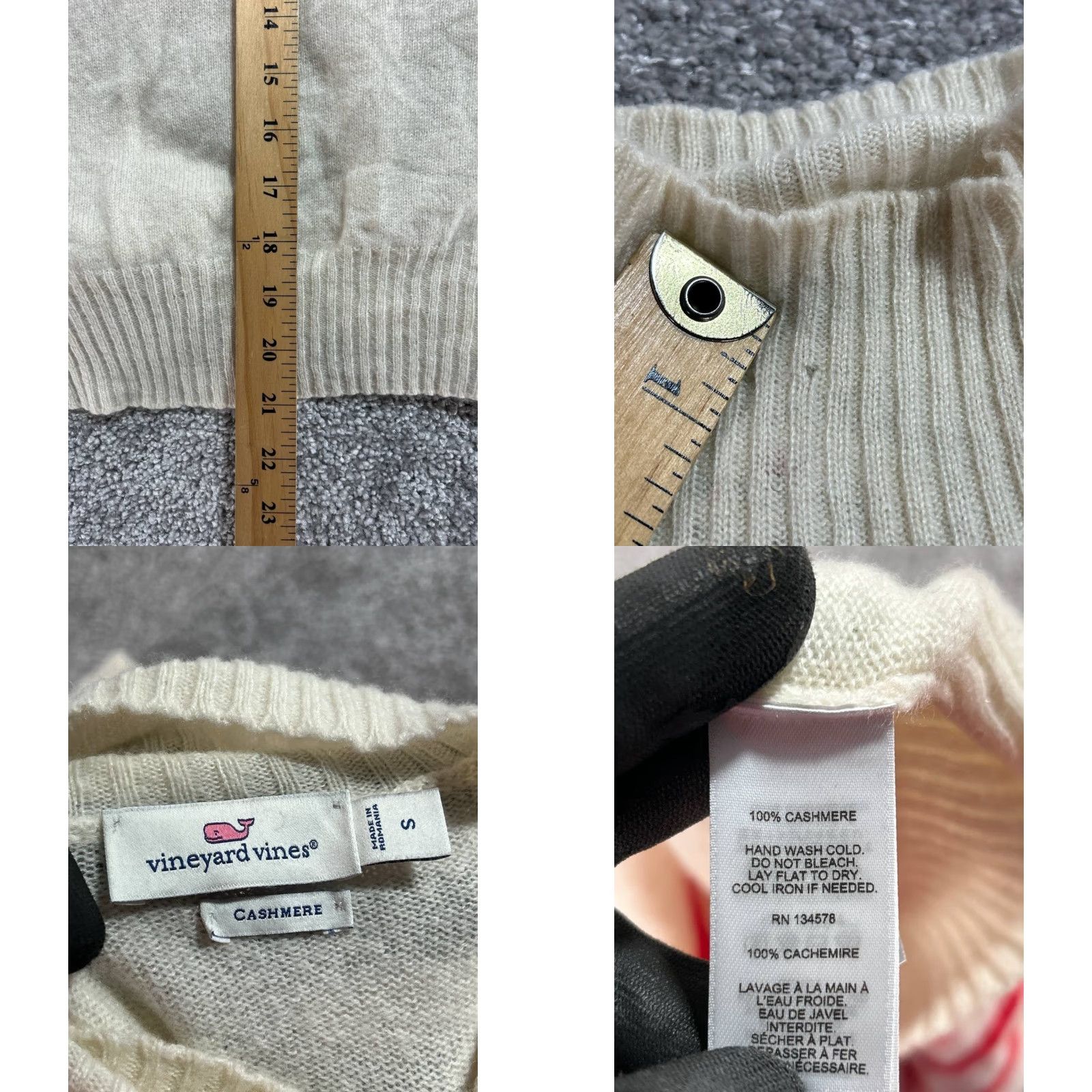 Vineyard Vines Vineyard Vines Cashmere Sweaters Womens Small Beige Stripes Cable Knit Mock Neck Pullover Casual Winter, Spring, Fall Modern Size S / US 4 / IT 40 - 8 Thumbnail