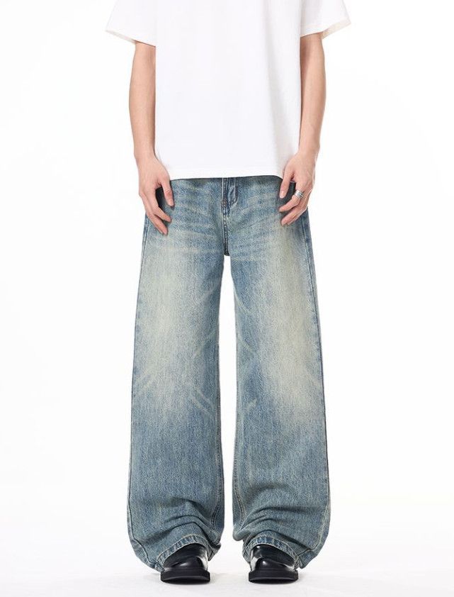 Japanese Brand American retro cat whiskering baggy unisex wide-leg jeans Size US 32 / EU 48 - 1 Thumbnail