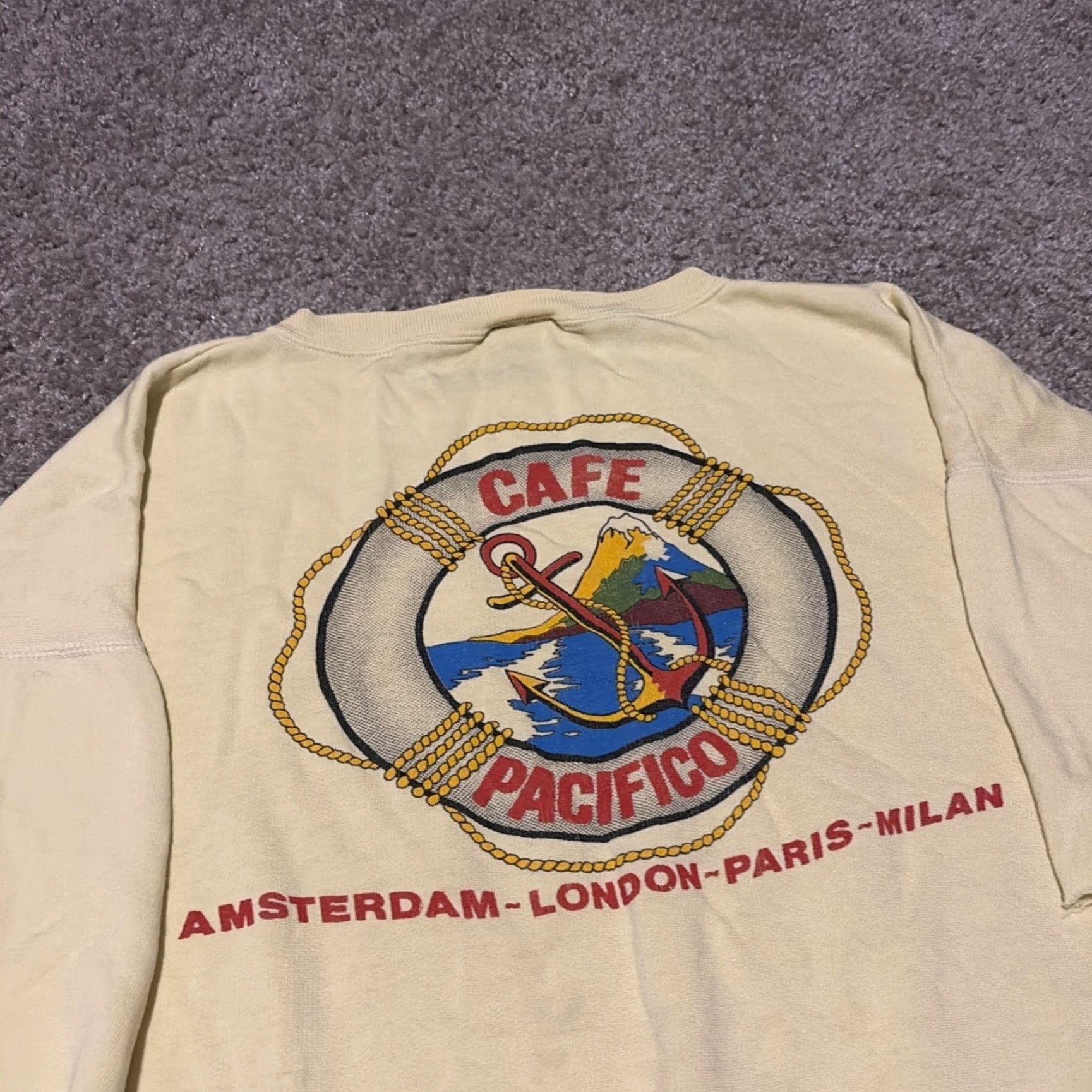 Vintage VINTAGE Cafe Pacifico London Crewneck Sweatshirt XL Yellow Unisex Adults Distressed Cut Sleeves Pullover 70s Size US XL / EU 56 / 4 - 3 Thumbnail