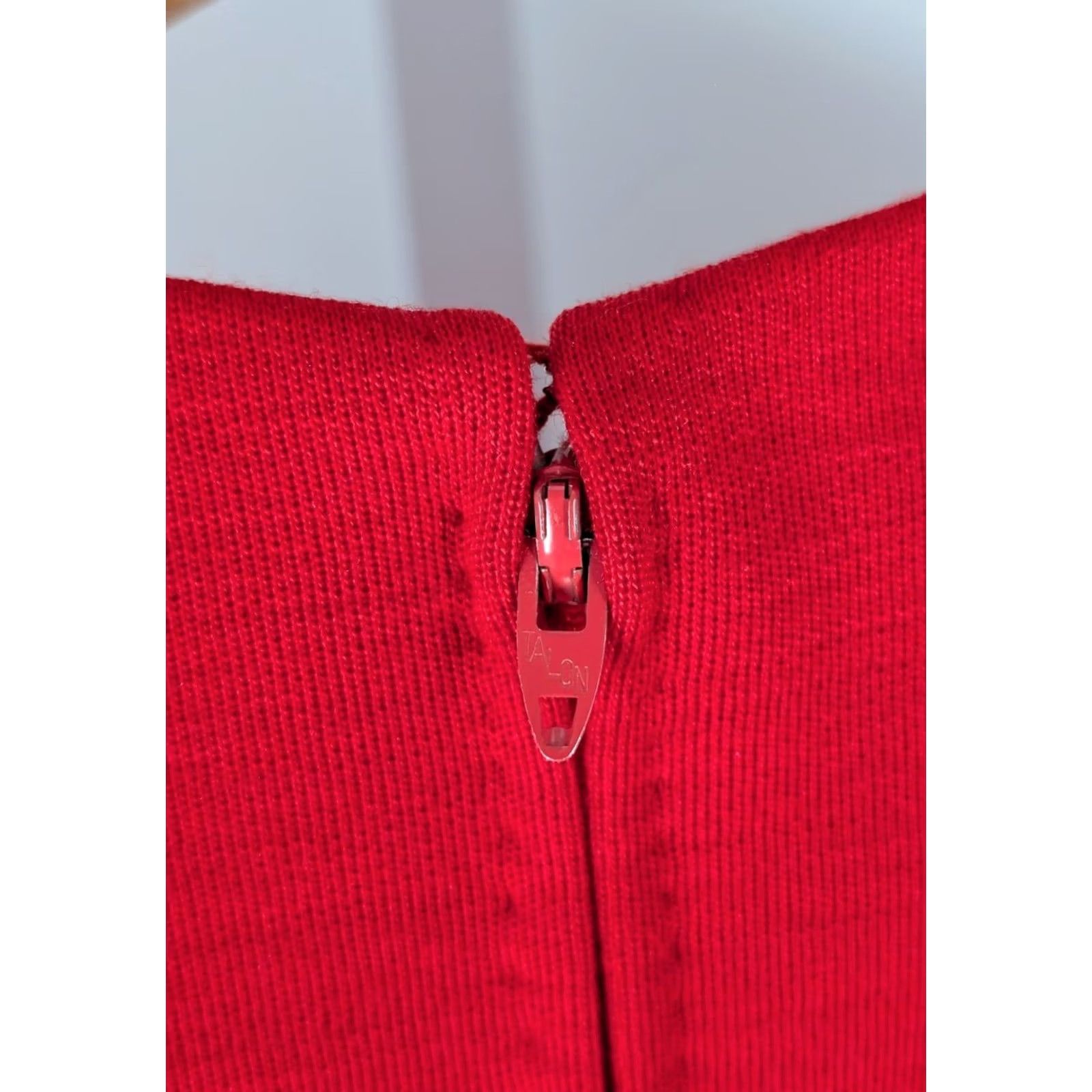 Vintage VINTAGE Pauline Trigère Red Wool Dress Mod 60s 70s Contrast Stitch Shift Kimono Womens Size XS / US 0-2 / IT 36-38 - 5 Thumbnail