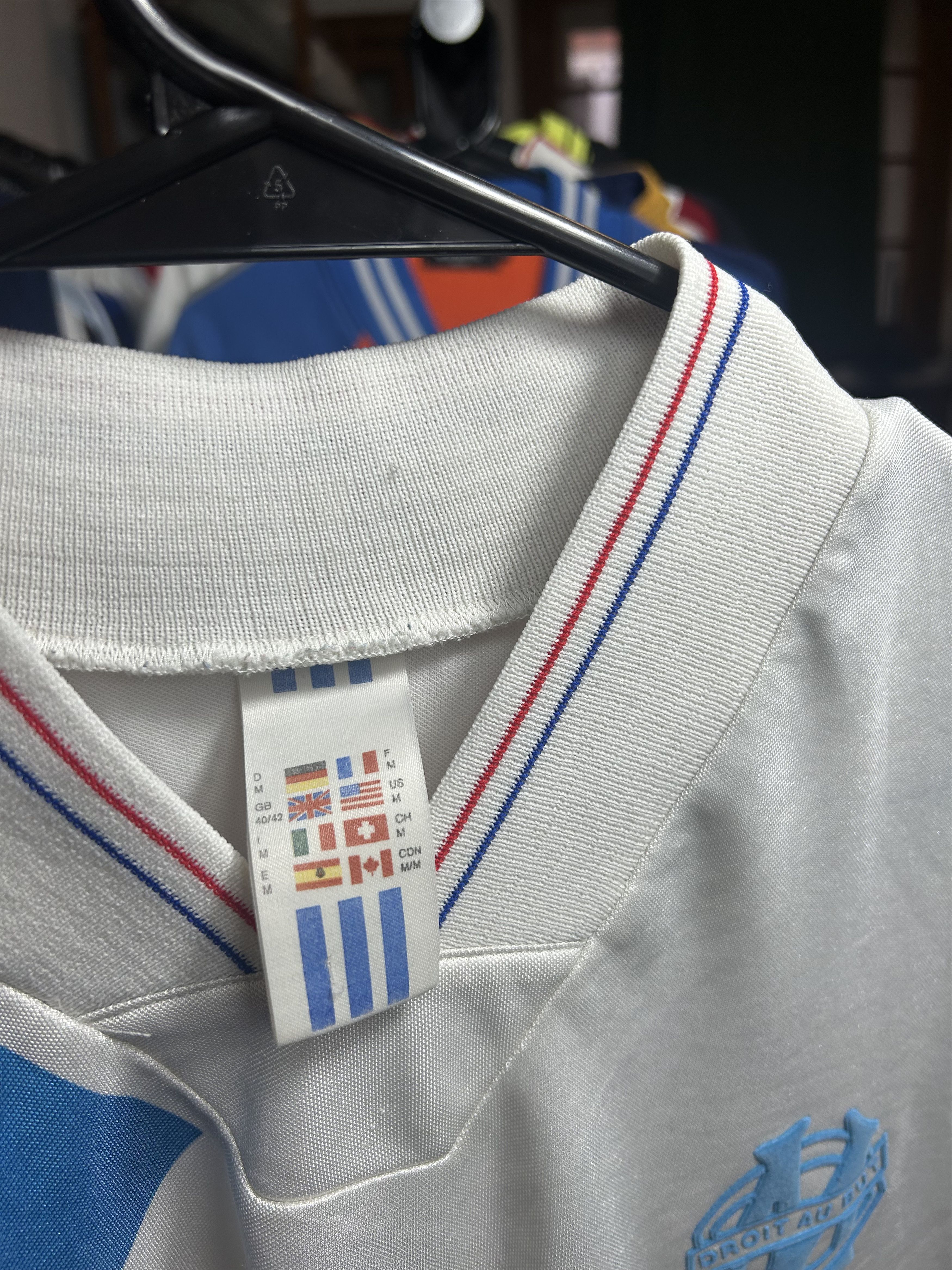 Adidas Olympique de Marseille 1992/93 Home Jersey Size US M / EU 48-50 / 2 - 3 Thumbnail