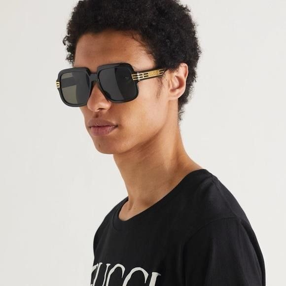 Gucci New - Authentic Gucci Sunglasses Men's GG0979S 001 Black/Gr Size ONE SIZE - 7 Thumbnail