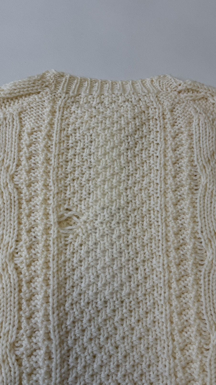 Maison Margiela A/W 21 Distressed Cream Cable Knit Sweater Size US M / EU 48-50 / 2 - 12 Thumbnail