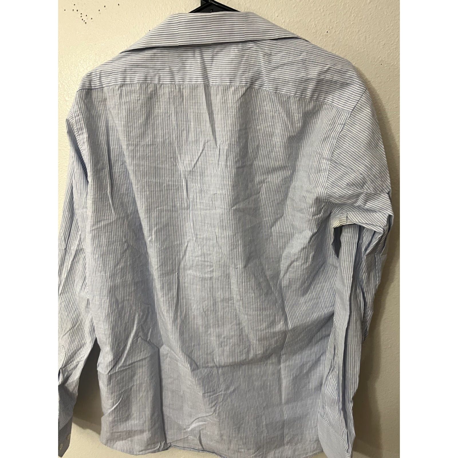 Bloomingdale's Bloomingdale’s The Mens Store Striped Button-Down Shirt 16 Blue Regular Fit 100% Cotton Mens Shirt Size US L / EU 52-54 / 3 - 3 Thumbnail