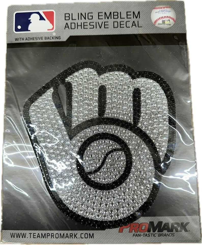 Designer Milwaukee Brewers Bling Emblem Decal Size ONE SIZE - 1 Thumbnail