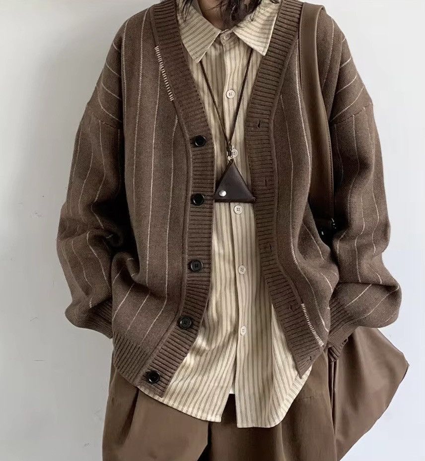 Japanese Brand Unisex Vintage Striped Knitwear Cardigan Size US XL / EU 56 / 4 - 1 Thumbnail