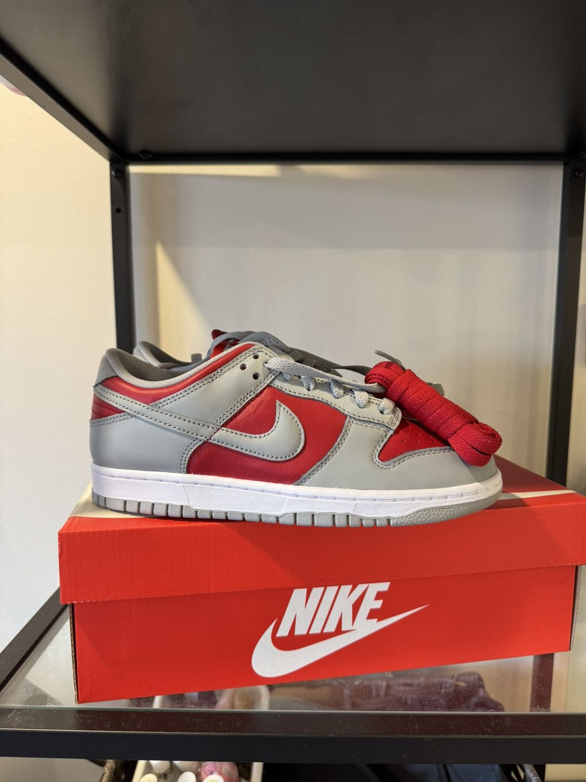 Nike Nike Dunk Low Varsity Red Silver Grey Red Deadstock Sneakers Size US 6 / EU 39 - 3 Thumbnail