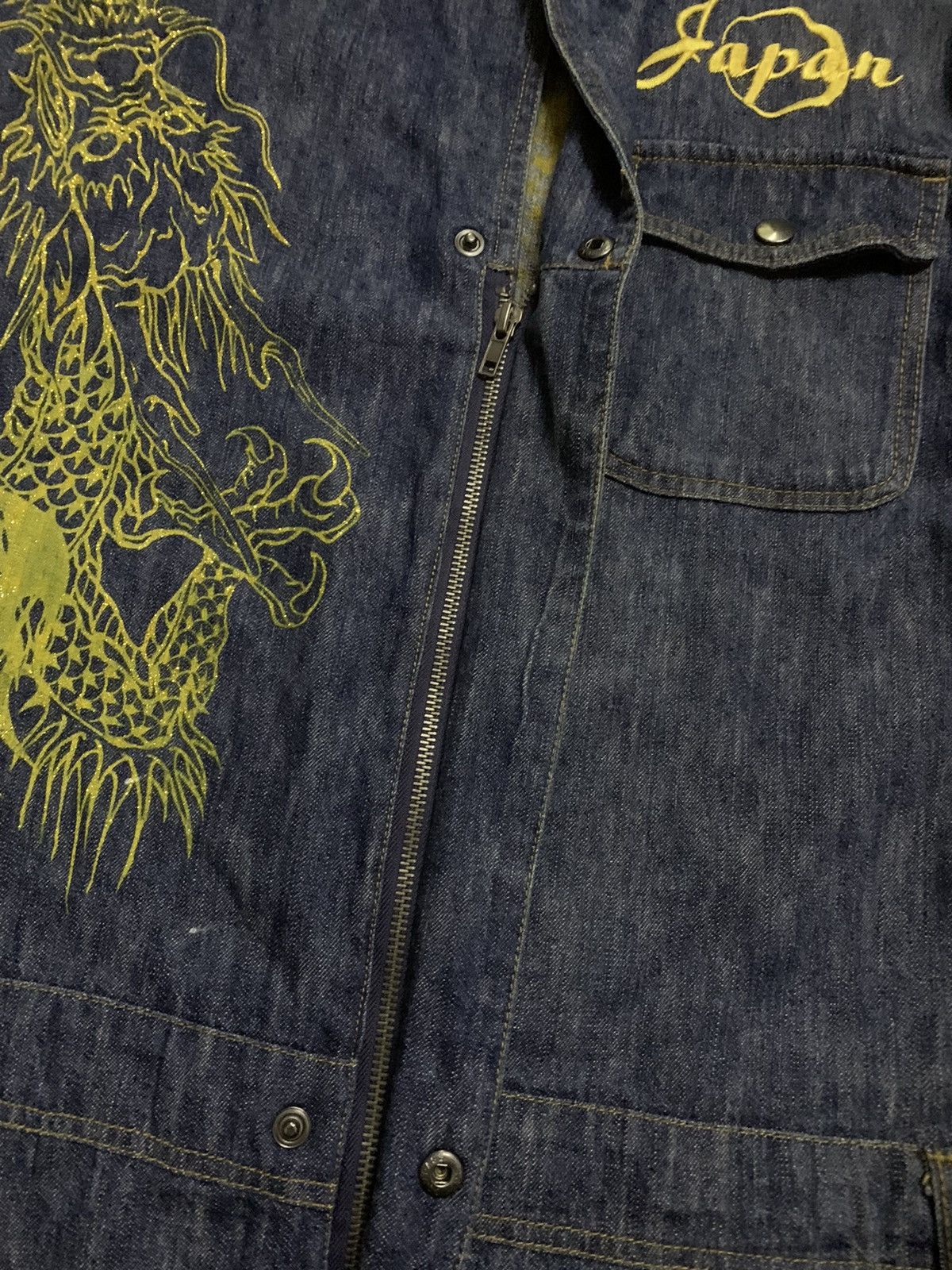 Karakuri Tamashii Vtg Japanese Sukajan Dragon Overall Denim Size US 43 - 8 Thumbnail