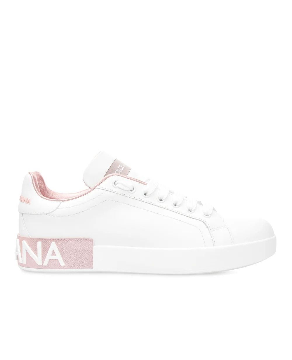 Dolce & Gabbana o1s22i1n0225 Calfskin Low-Top Sneakers in White Pink Size US 6 / IT 36 - 1 Thumbnail