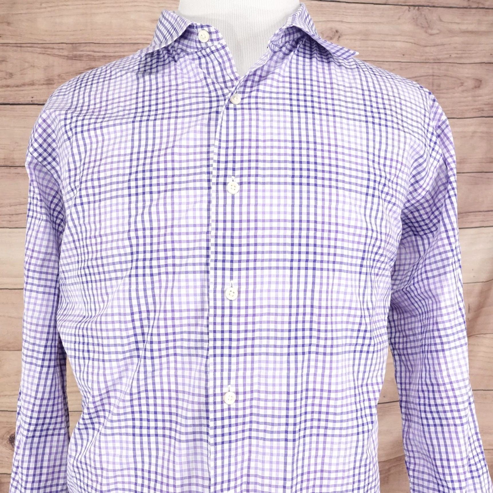 Cremieux Daniel Cremieux Classics Button Down Shirt Mens 2XL Purple Gingham 100% Cotton Size US XXL / EU 58 / 5 - 2 Thumbnail