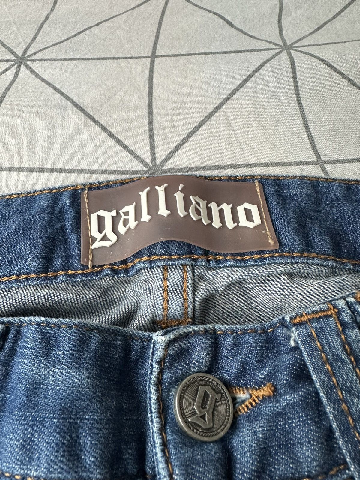 John Galliano Galliano Gazette Print Drop Crotch Denim Pants Size US 30 / EU 46 - 5 Thumbnail