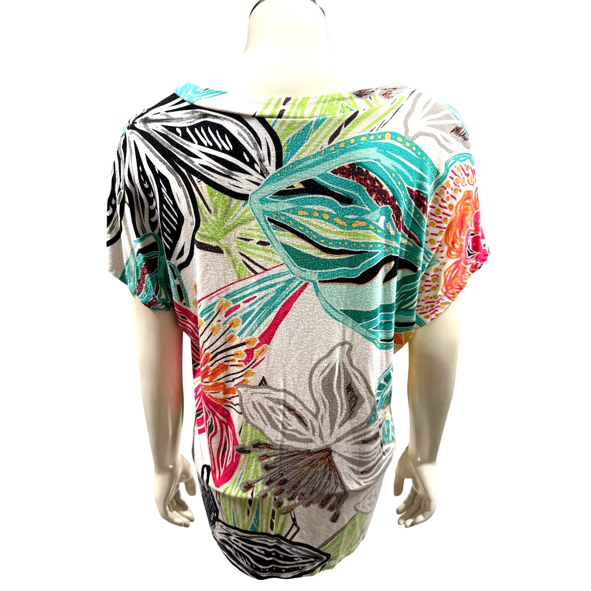 Chicos Chicos Short Sleeve Blouse Vibrant Multi Colored Floral Abst Size S / US 4 / IT 40 - 3 Thumbnail